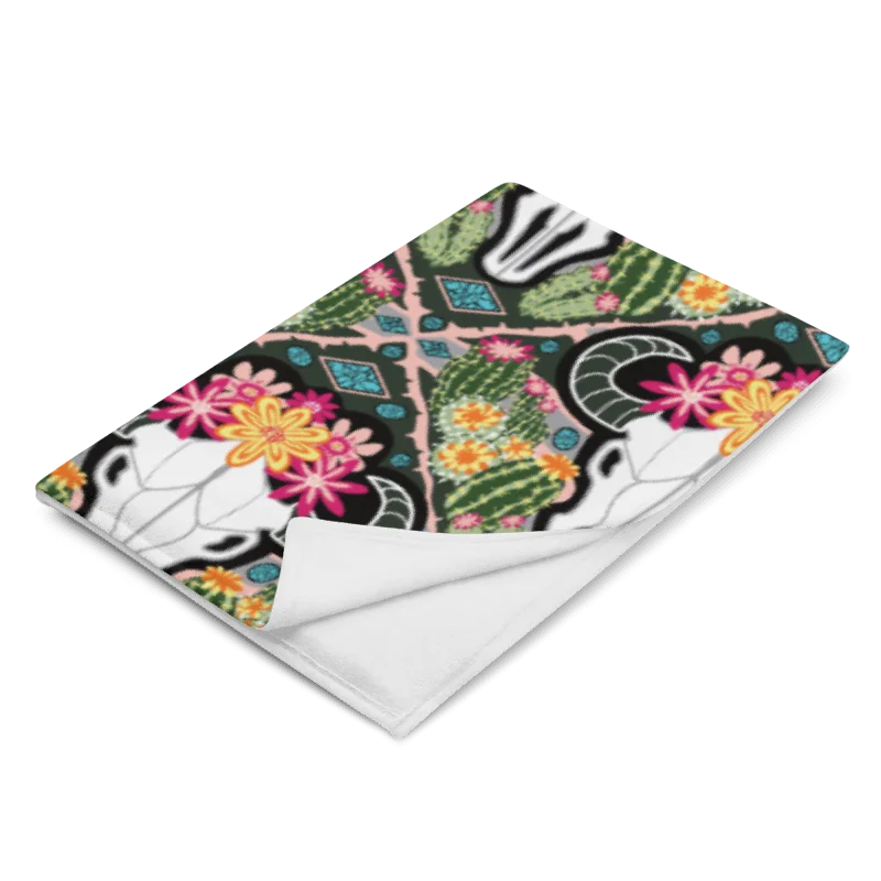 Western Americana Cacti Cow | Desert-Chic Throw Blanket in Soft Fleece product image (5)