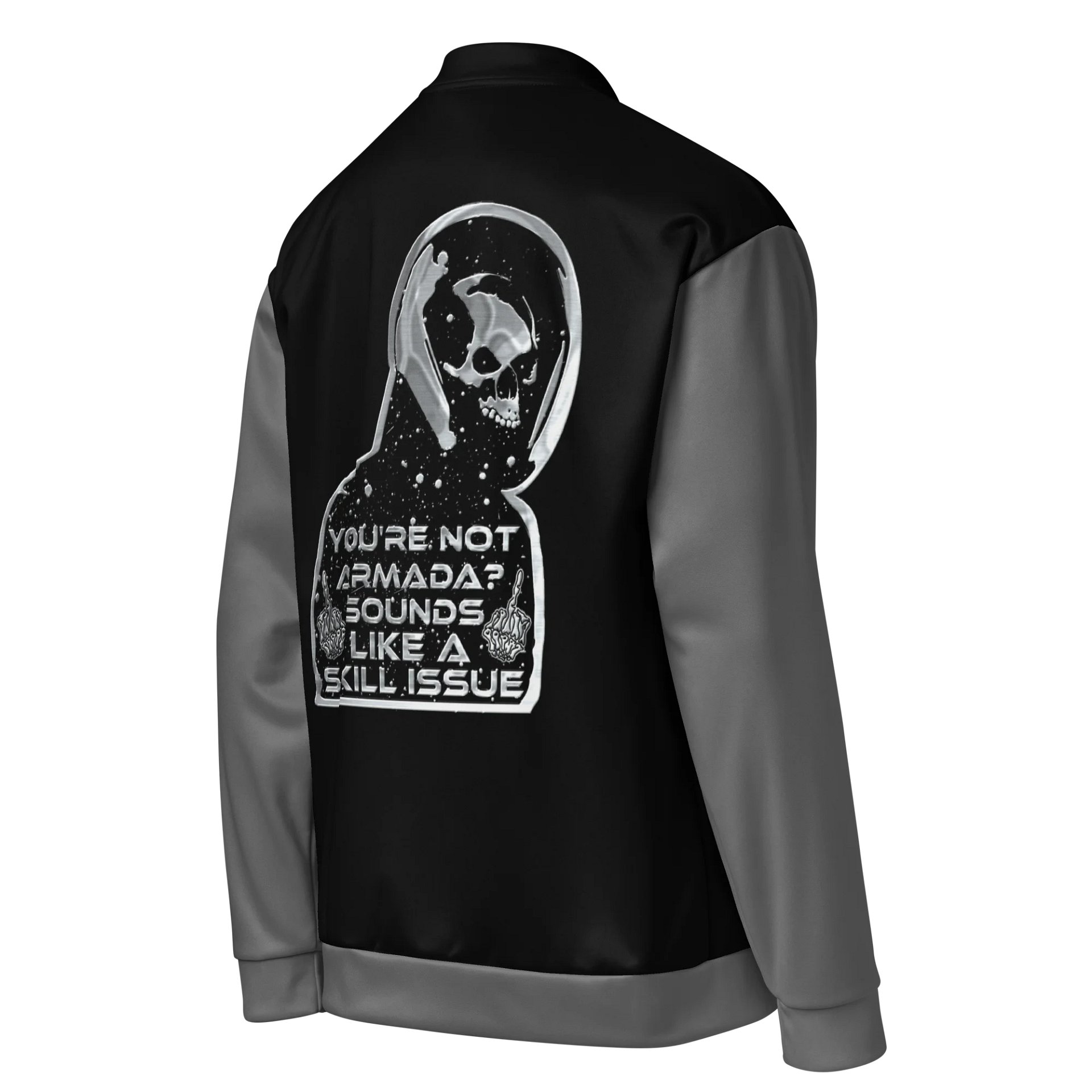 Armada Skill Issue Grey Sleeves Bomber Jacket product image (4)