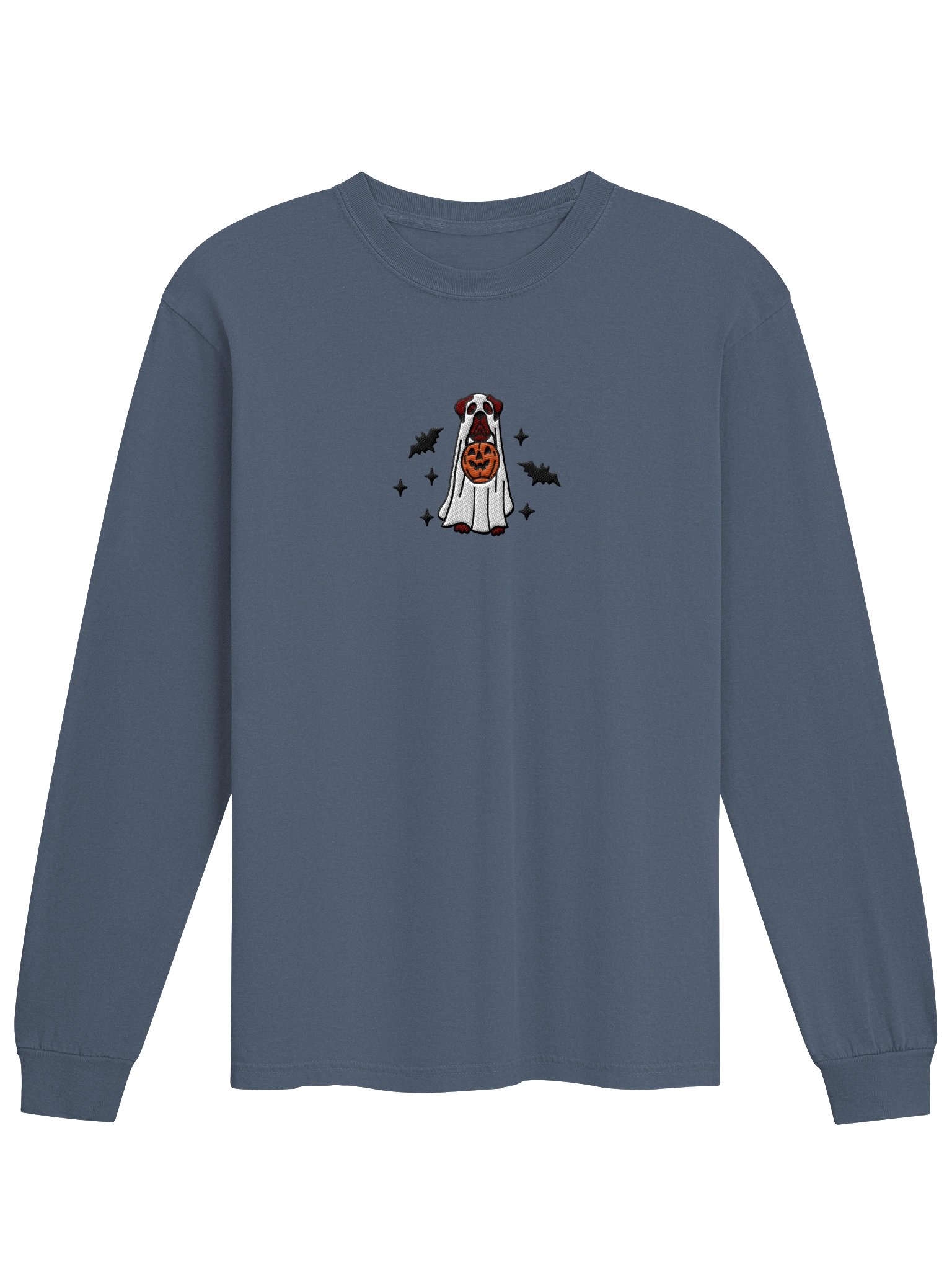 Halloween Bullmastiff(Red) Embroidered Long-sleeved T-Shirt product image (1)