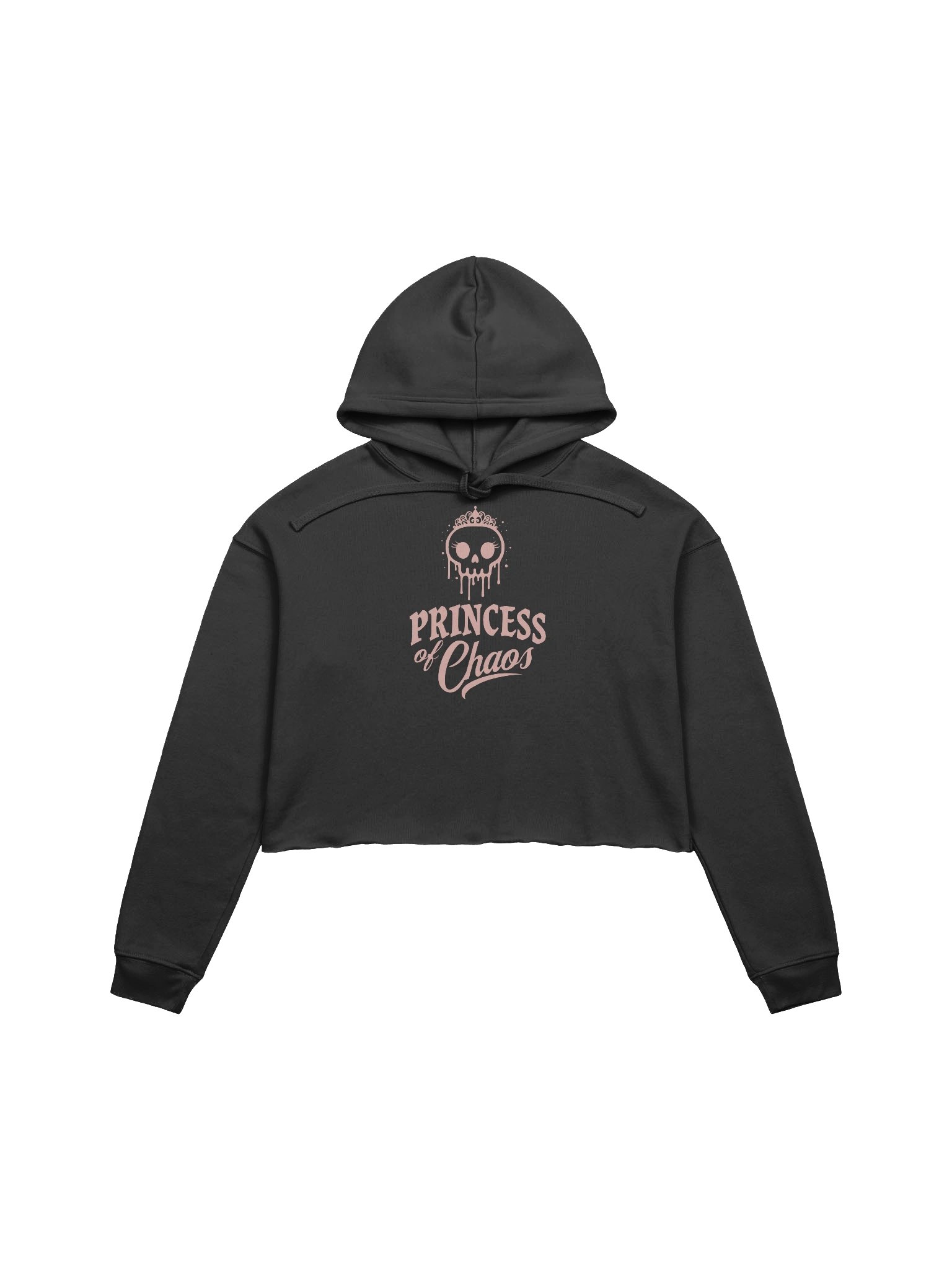 Princess of Chaos Skull Cropped Hoodie - Pink Text product image (1)