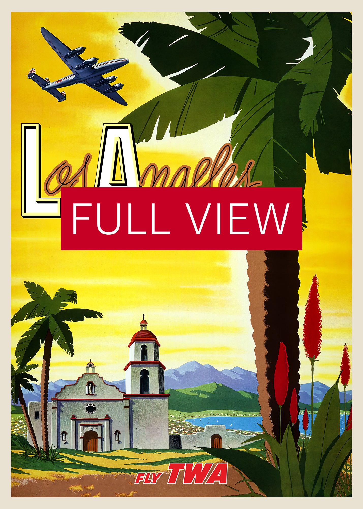 Los Angeles, USA, TWA — retro vintage travel poster, retro travel art, retro travel wall art, beach poster, tropical poster product image (3)