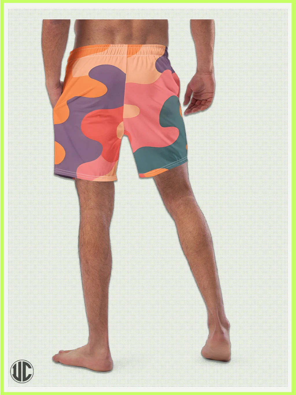 Becky's Coral Camo – Men’s Swim Trunks product image (3)