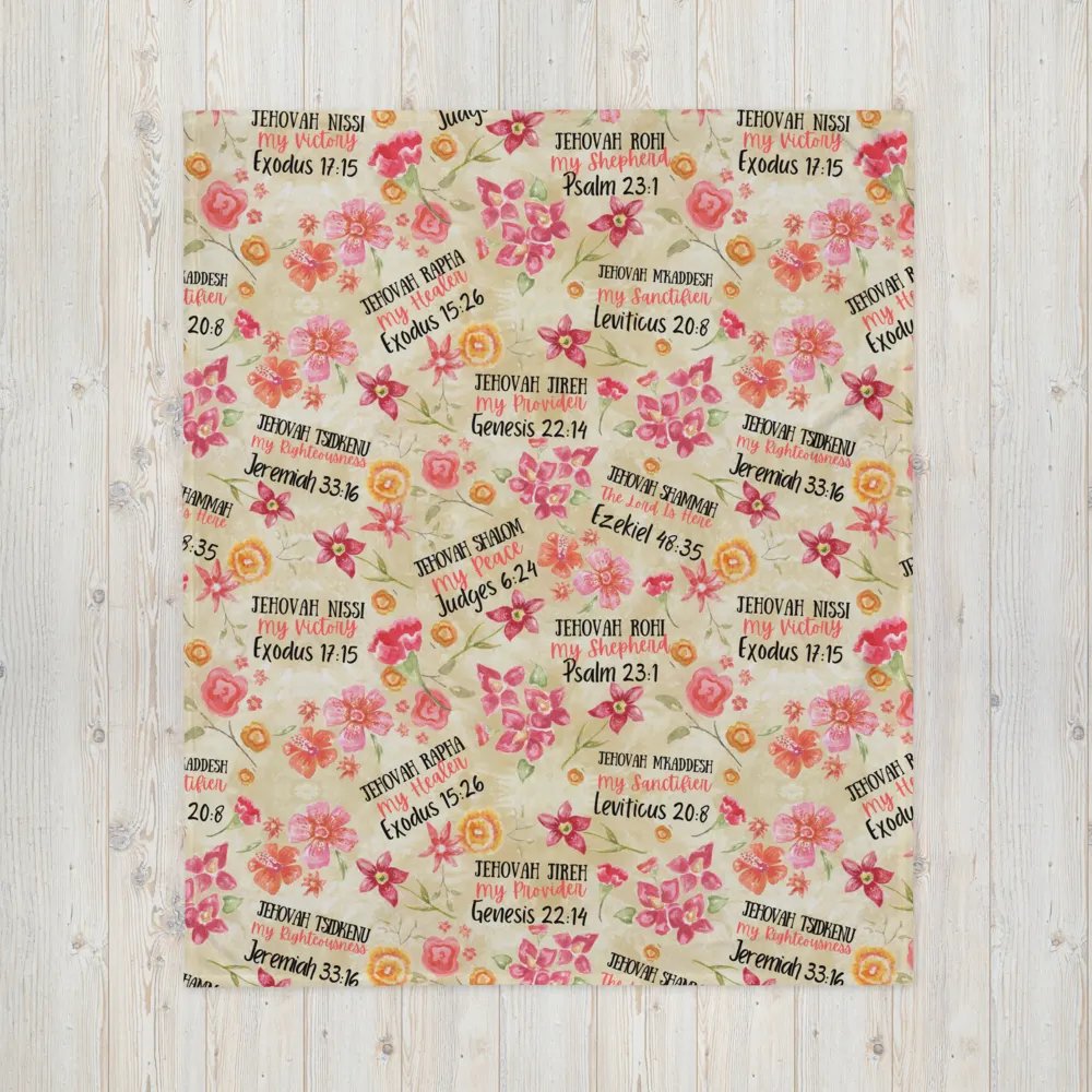 Beige Floral Names Of God Blanket product image (5)