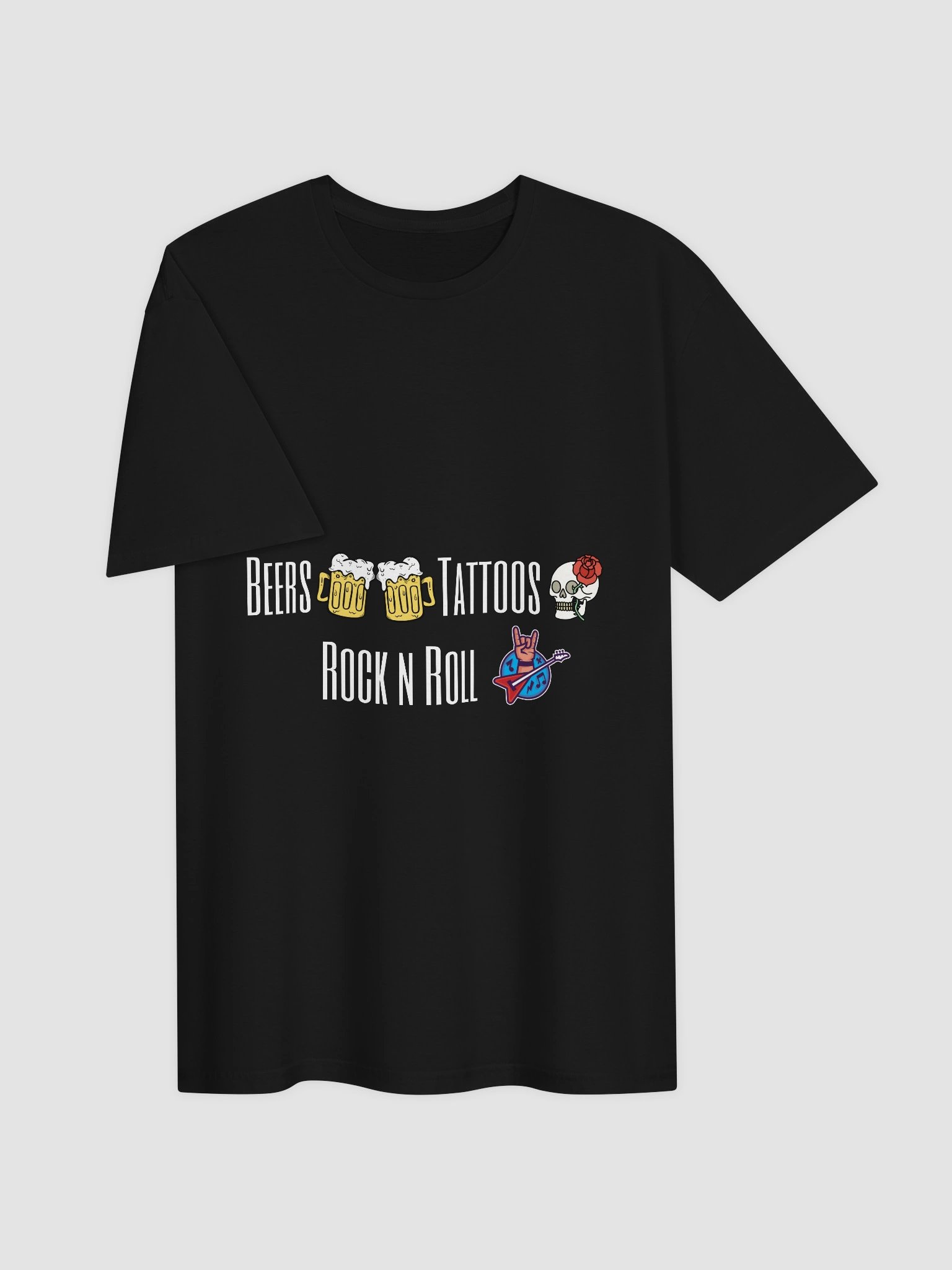 RockNRoll Skull & Beer Sticker Collage T-Shirt product image (3)