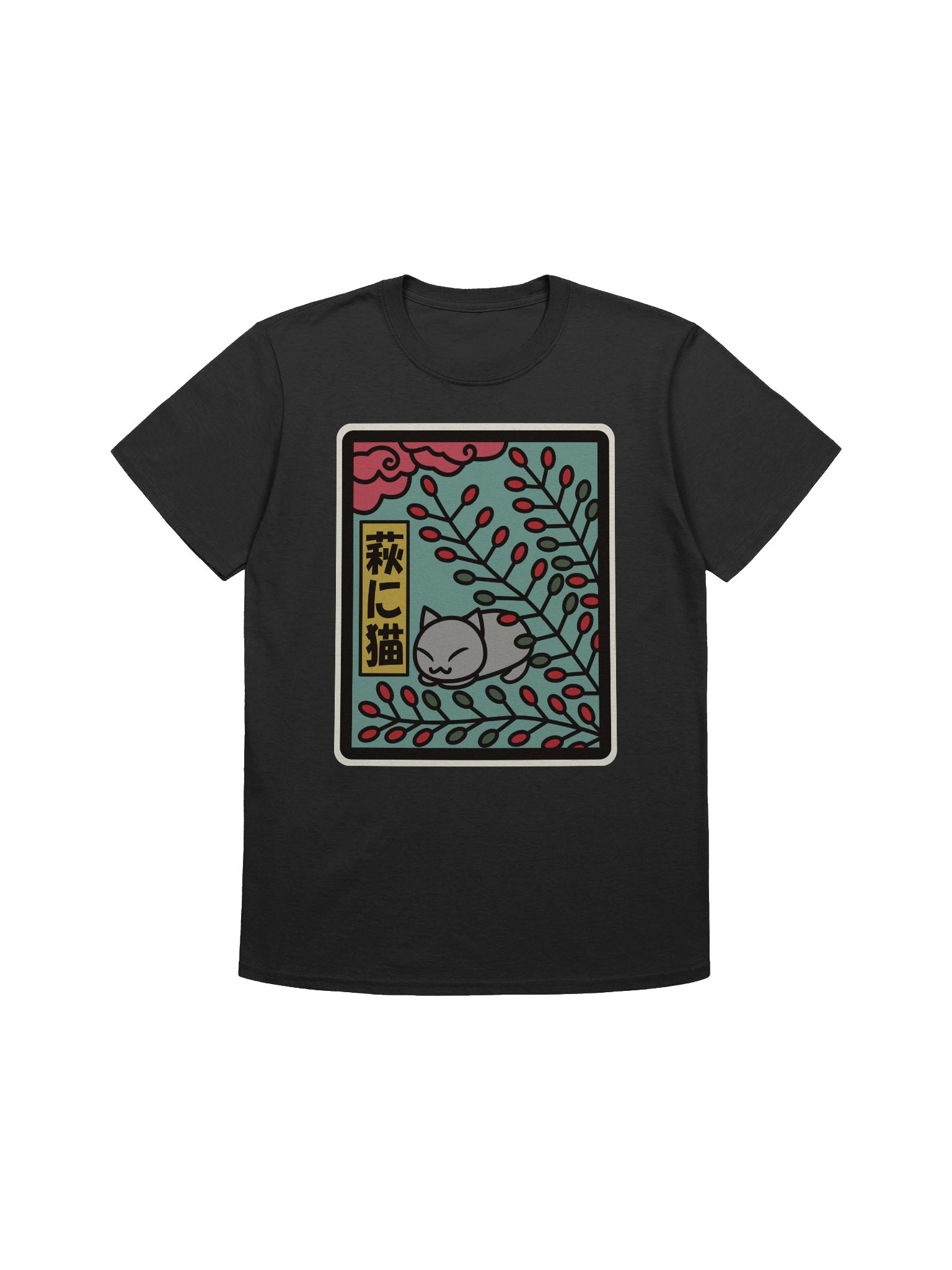 July Hanafuda Cat - Unisex Adult Super Soft Lightweight T-shirt product image (2)