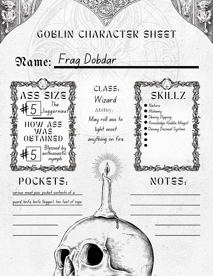 Goblin with a Fat A$$ | Character Sheets product image (1)