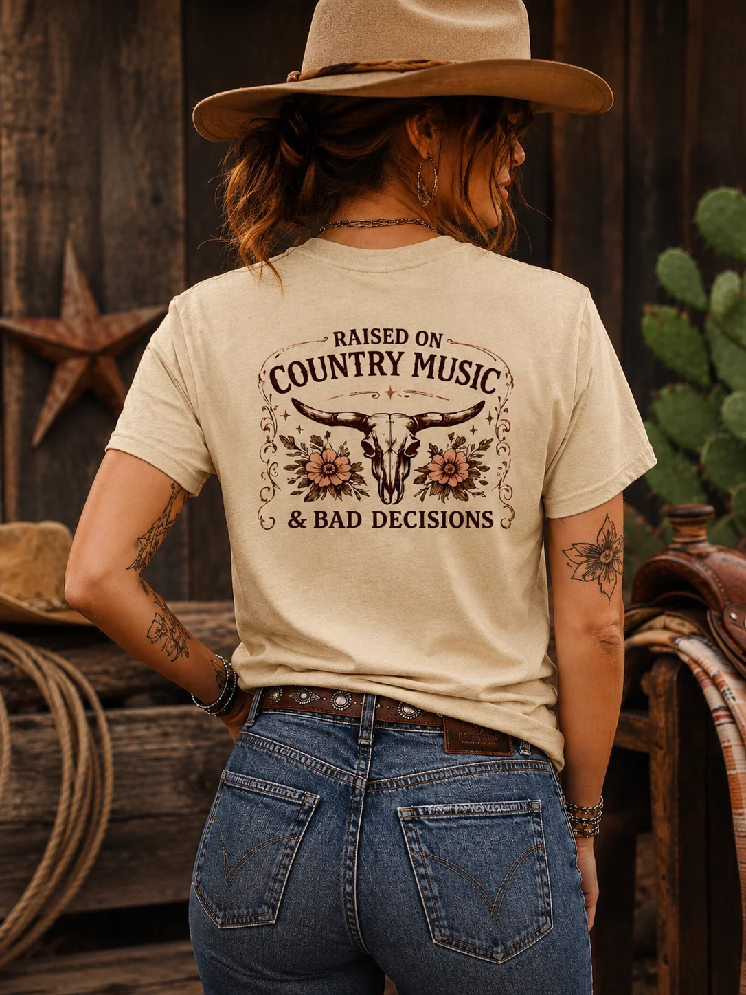 Raised On Country Music & Bad Decisions Tee product image (1)