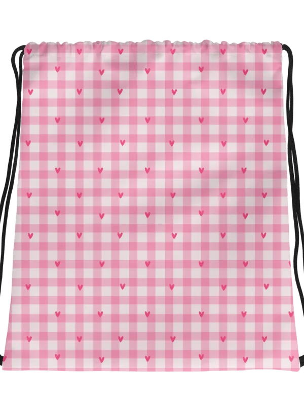 Be Mine Gingham Gym Drawstring Bag. product image (3)