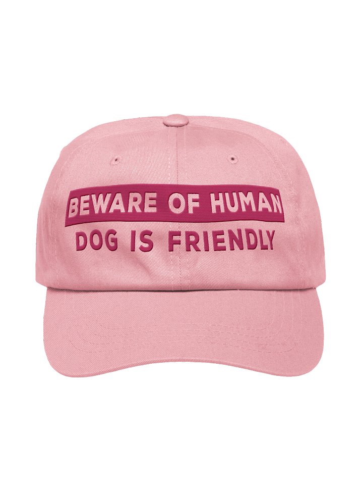 Beware of Human. Dog Is Friendly (Embroidered) Low Contrast (Pink)Classic Dad Hat product image (1)