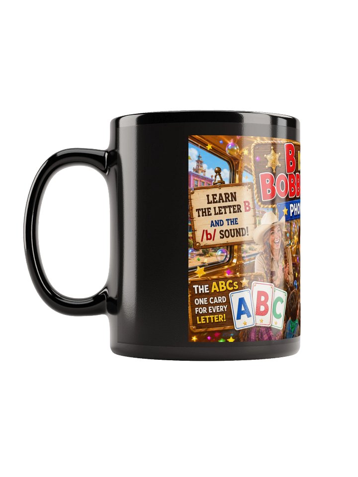 Title: B is for Bobblehead! Mug | Sheriff Bucktooth ABC Collection Description: B is for Bobblehead! Join Sheriff Bucktooth, Deputy Claude, Deputy Jack, and friends as they travel through GlamourTo product image (2)