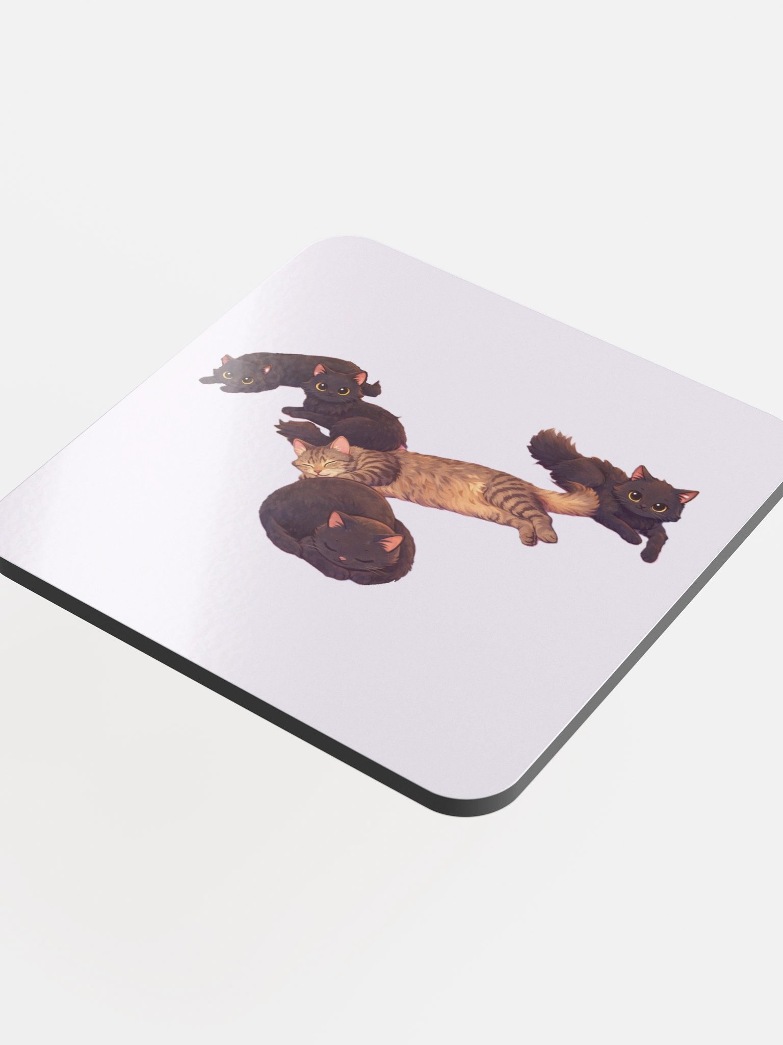 cat brigade 2 Glossed Cork Coaster product image (4)