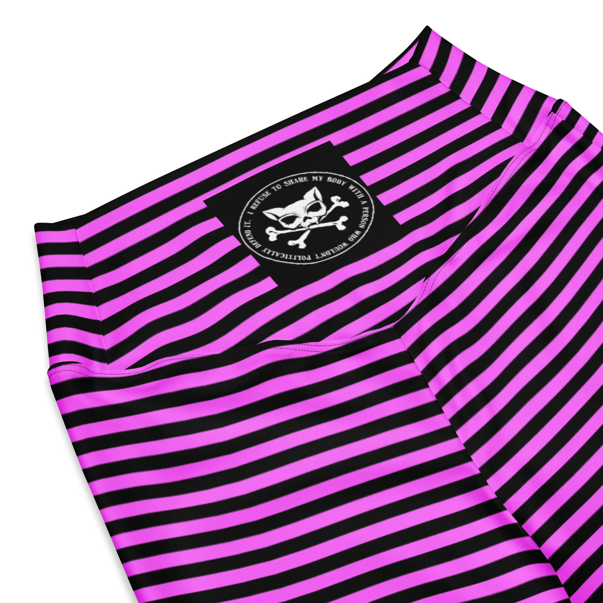 Pink and Blaque Stripped Kat Skull Flares product image (8)