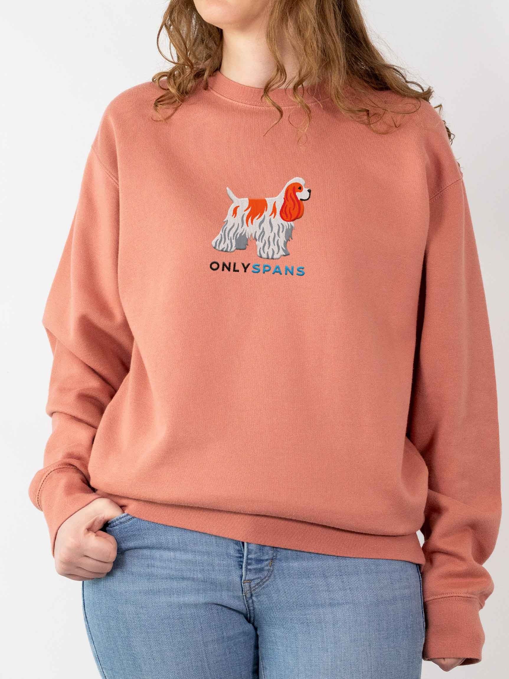 Only Spans Sweatshirt (Embroidered) of an American Cocker Spaniel(Parti Red and White) product image (2)
