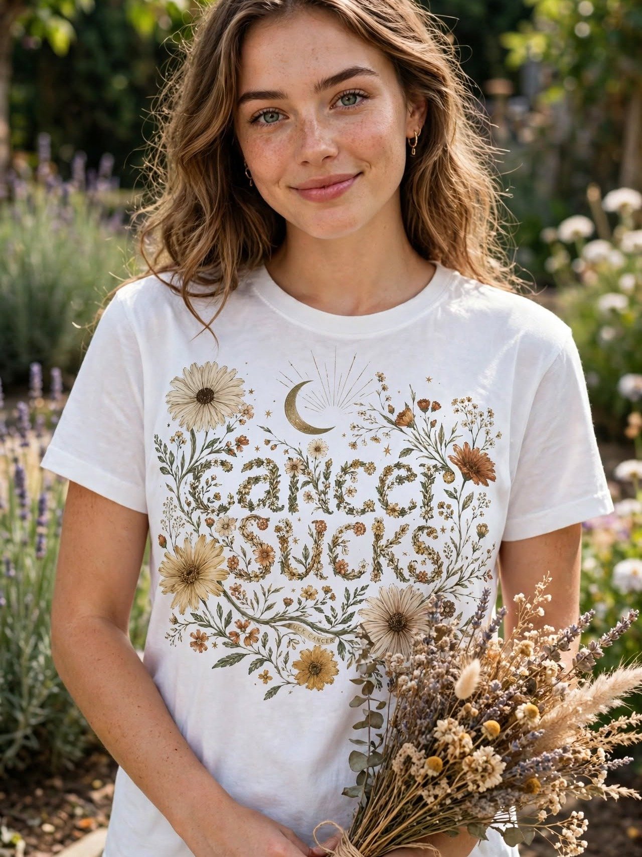 Garden Soul Floral Typography Tee- Cancer Sucks Tee product image (2)