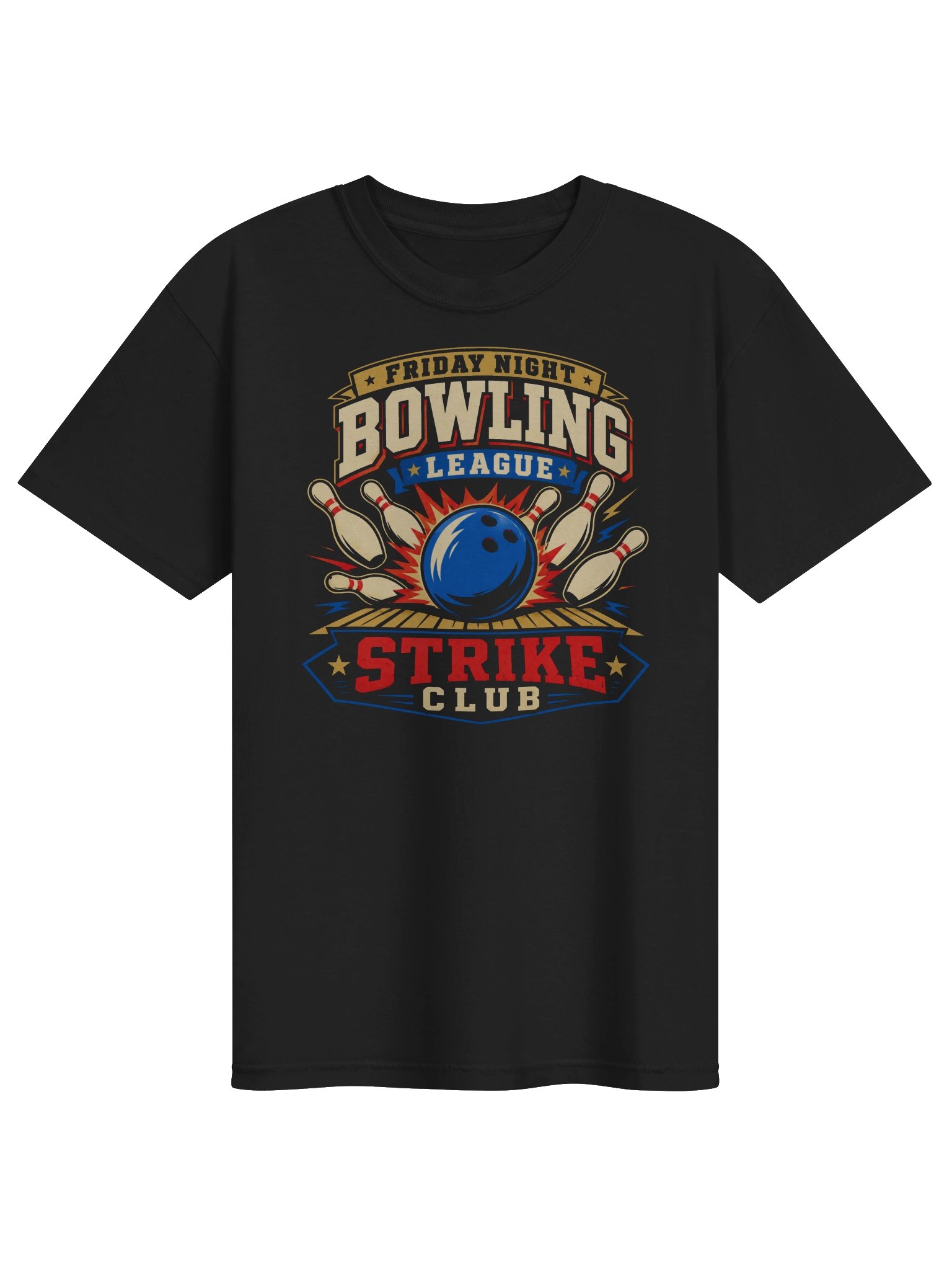 Friday Night Bowling League T-Shirt | Bold Retro Strike Club Tee product image (1)