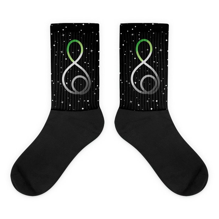 Treble Clef (Aromantic) - Black Foot Sublimated Socks product image (1)