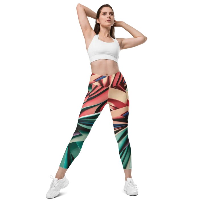 Abstract Geometric Women's Crossover Leggings in Vibrant Colors (2XS-6XL) product image (1)