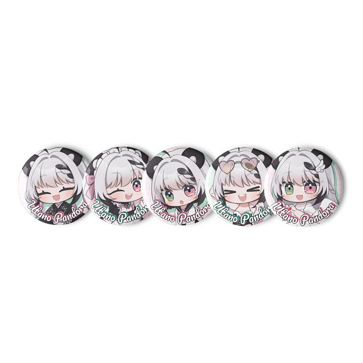 Utano Pandora 'Dress up Pan-chan' Badge Set (1.25 inch Version) product image (1)