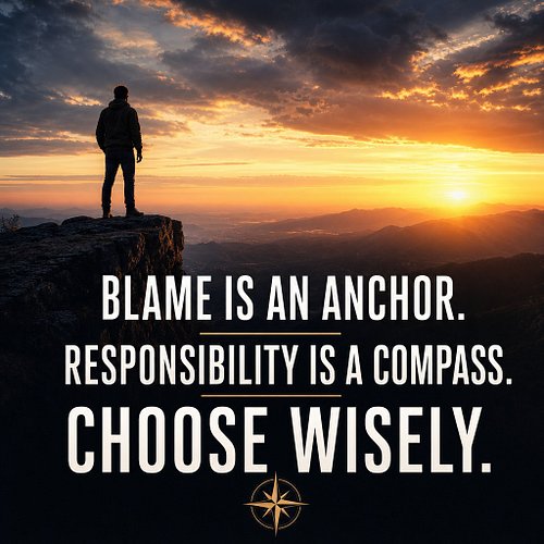 Blame is an anchor. Responsibility is a compass. Choose wisely.