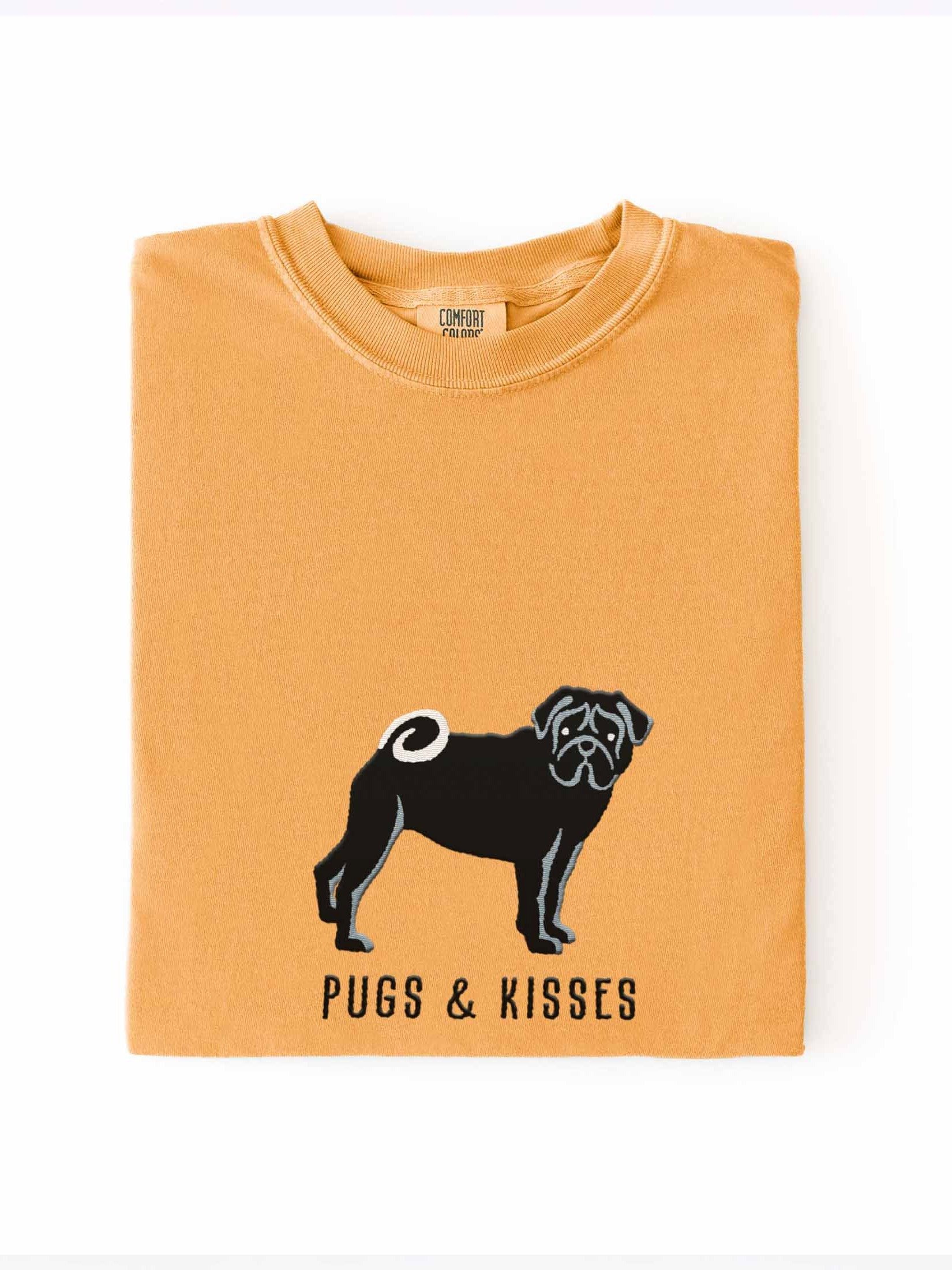 Pugs and Kisses T-Shirt(Embroidered) of a Pug(Black) product image (1)