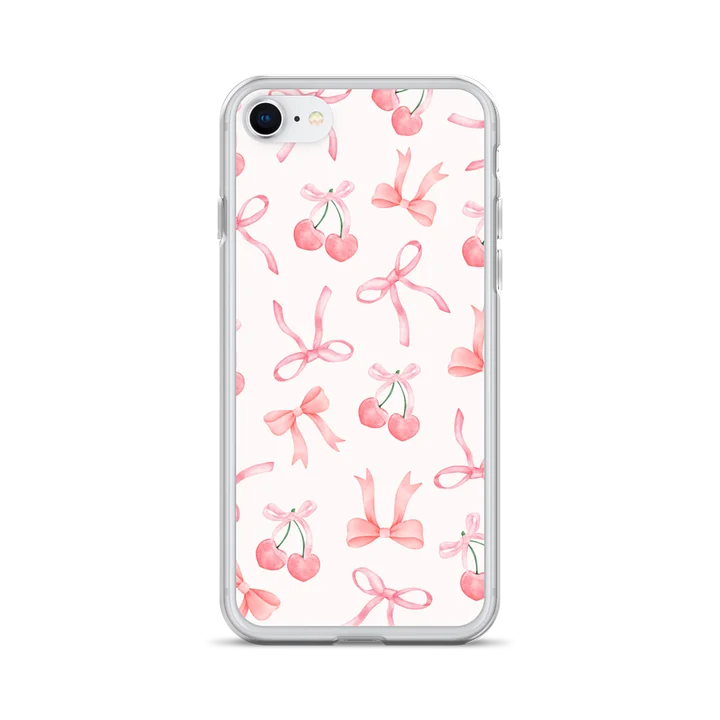Watercolor Bows & Cherries Clear iPhone Case product image (28)