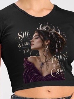 She Wears The Eclipse Like A Crown - Black Graphic Crop Tee product image (1)