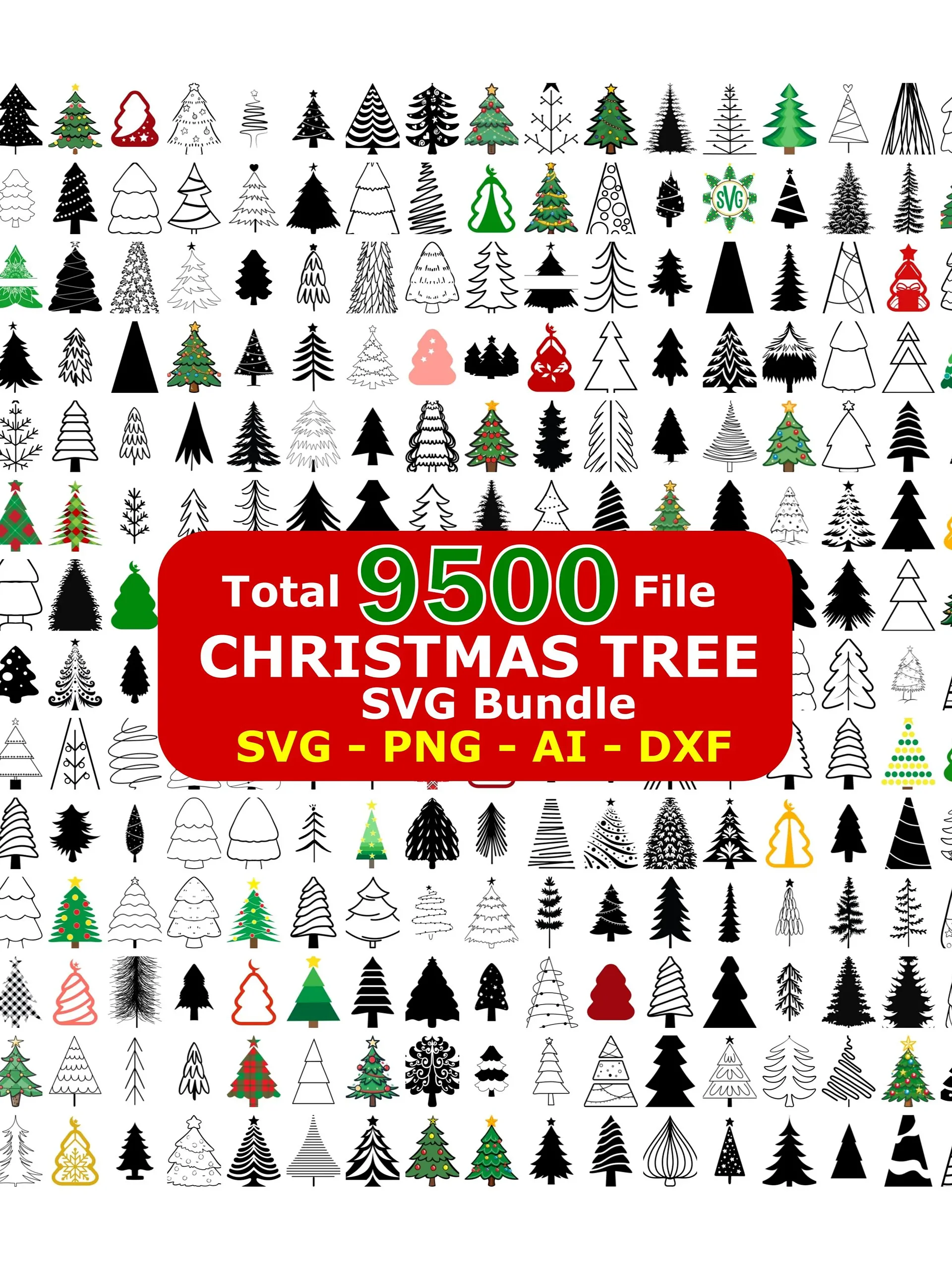 CHRISTMAS TREE SVG Bundle Christmas Tree Outline Christmas Ornaments Svg product image (2)