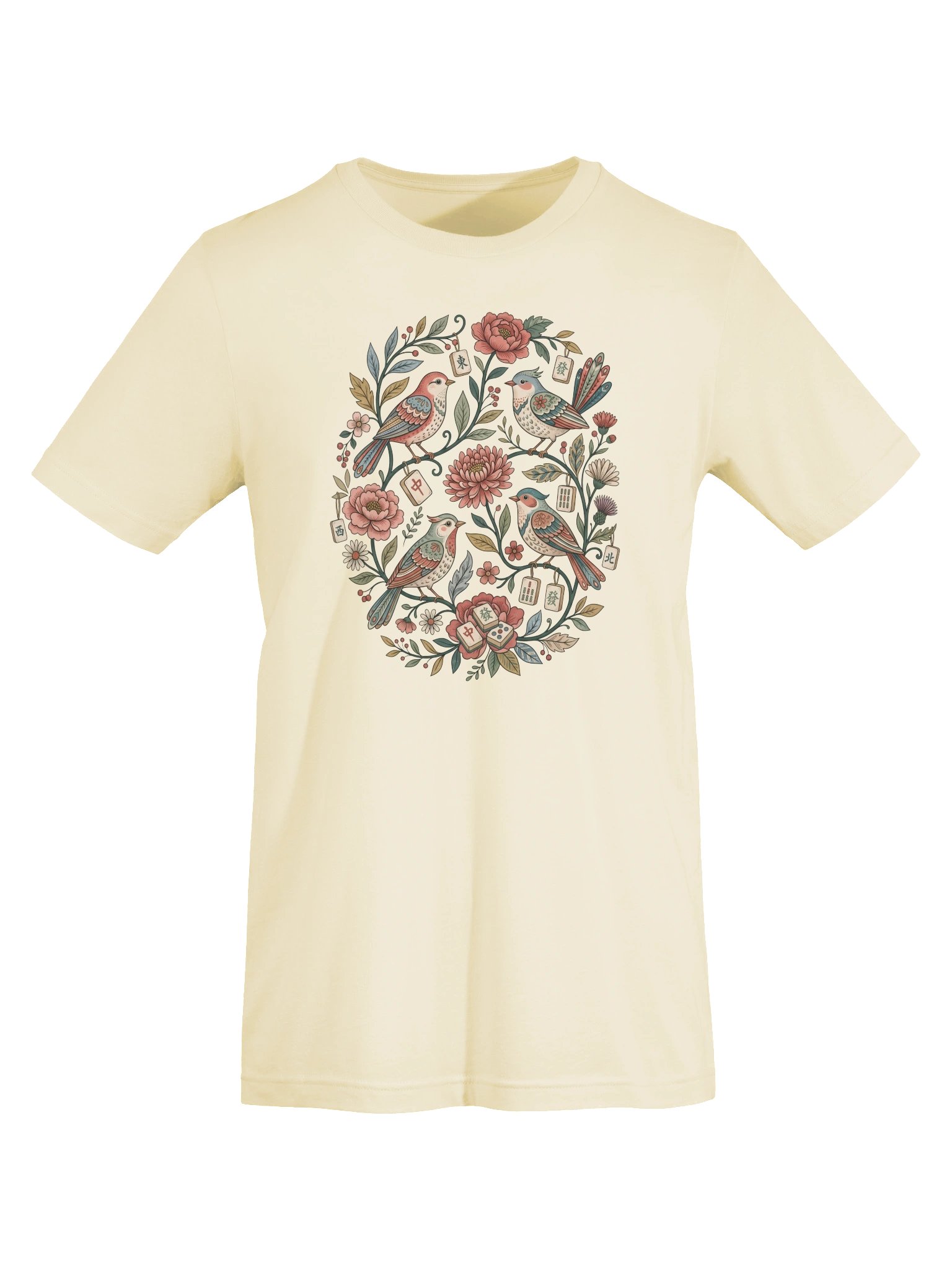 Mahjong Birds & Blooms T-Shirt | Vintage Botanical Mahjong Tee product image (39)