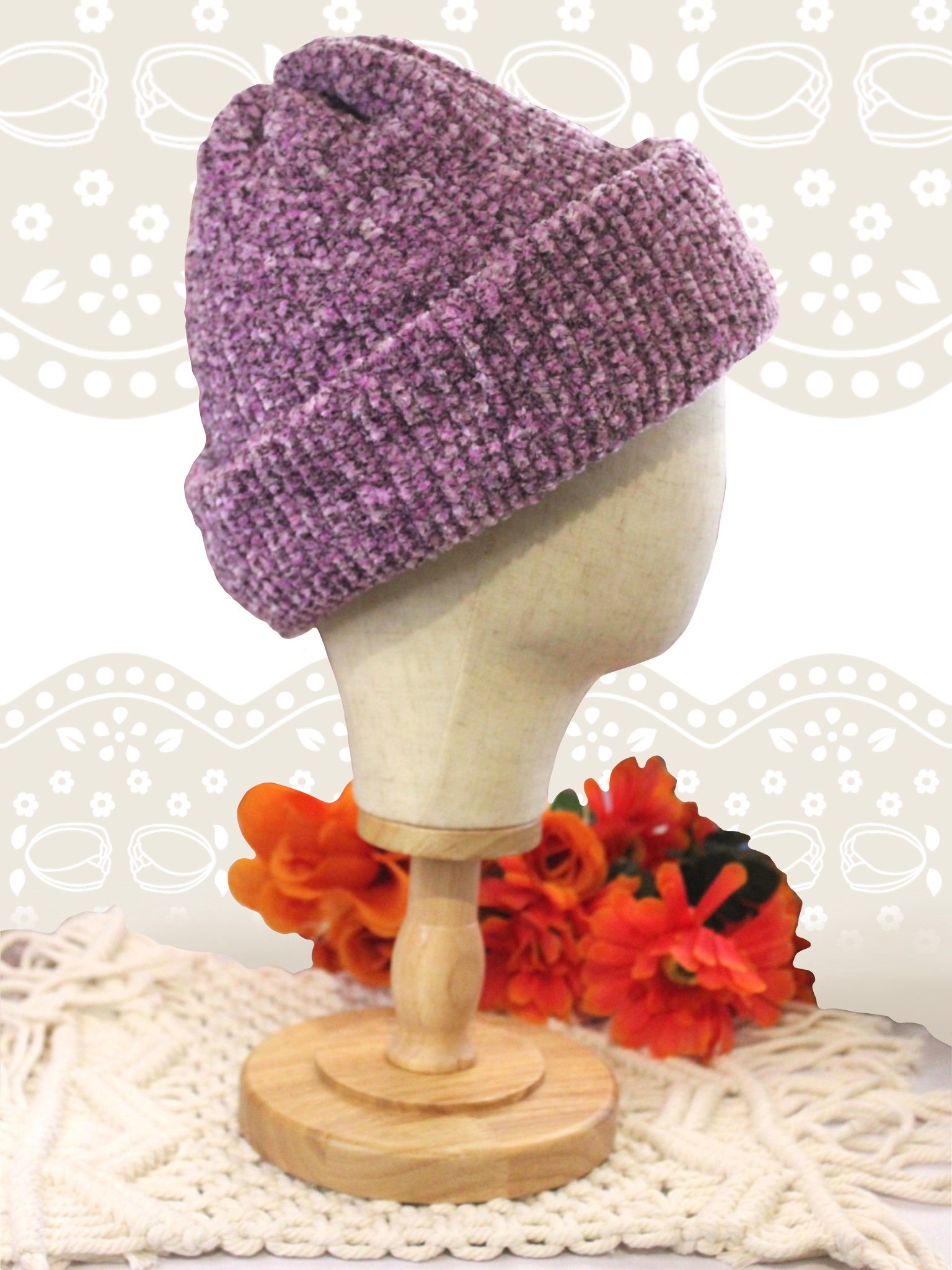 Scarf & Beanie Set - Purple Pansy product image (6)