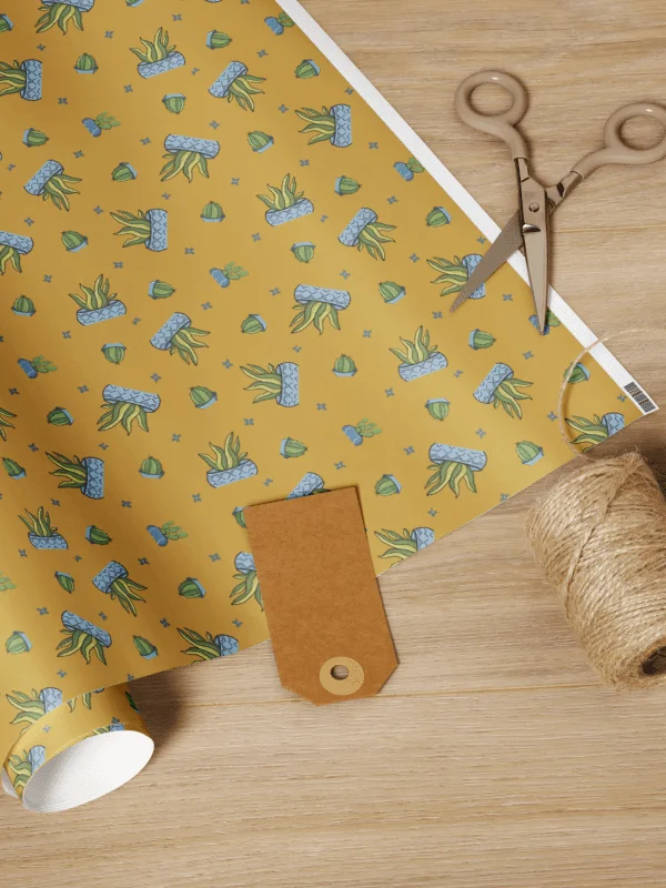 Potted Cactus Wrapping Paper, Mexican Botanical Gift Wrap Roll, Matte or Glossy Vector Print product image (2)