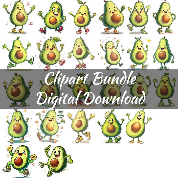 Happy Avocado Clip Art Bundle product image (1)