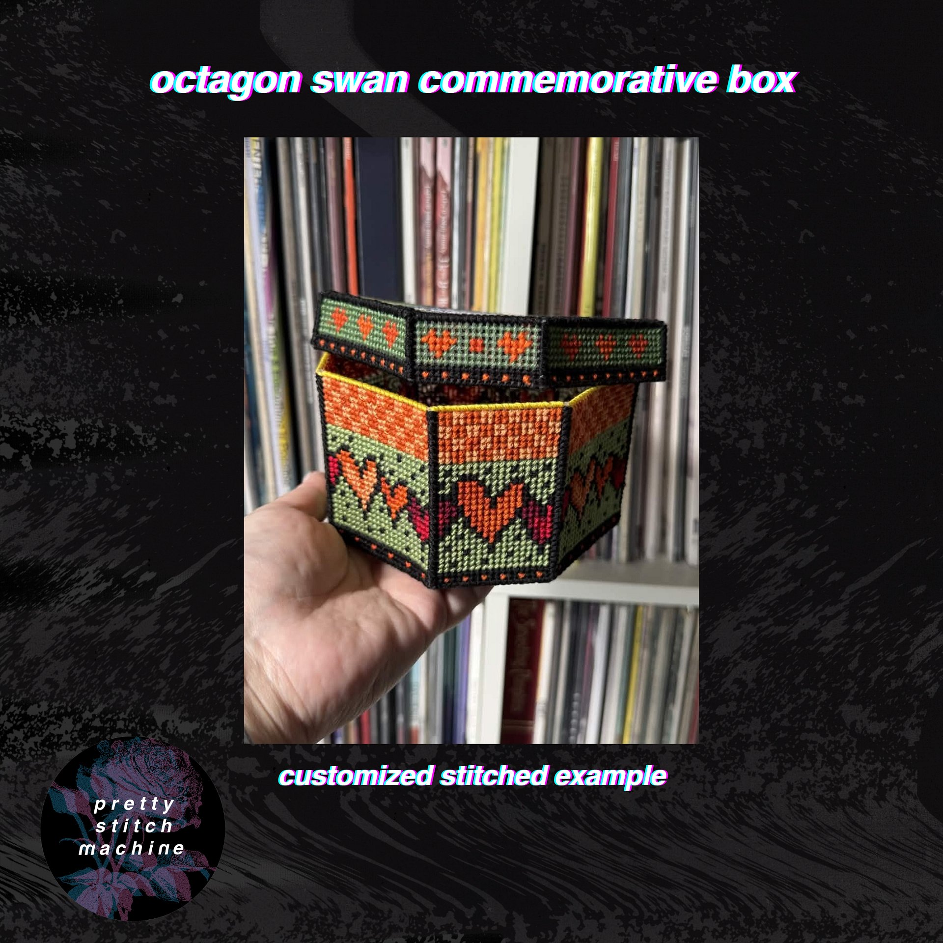 Commemorative Swan Keepsake Octagon Box Plastic Canvas Pattern product image (4)