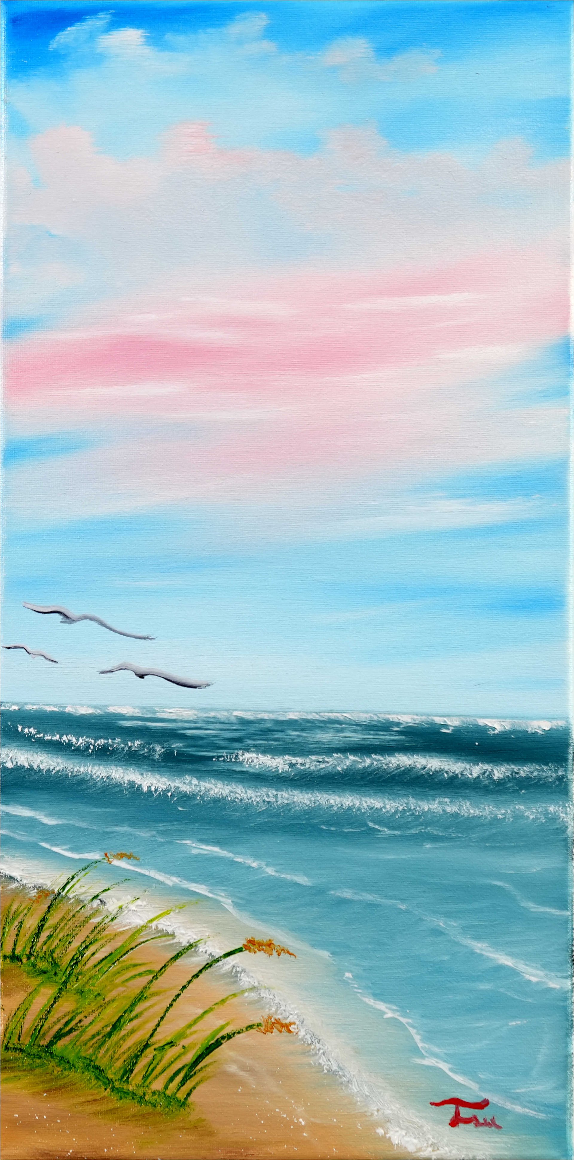 The Seagulls Beach (Original) 10x20 Canvas product image (1)