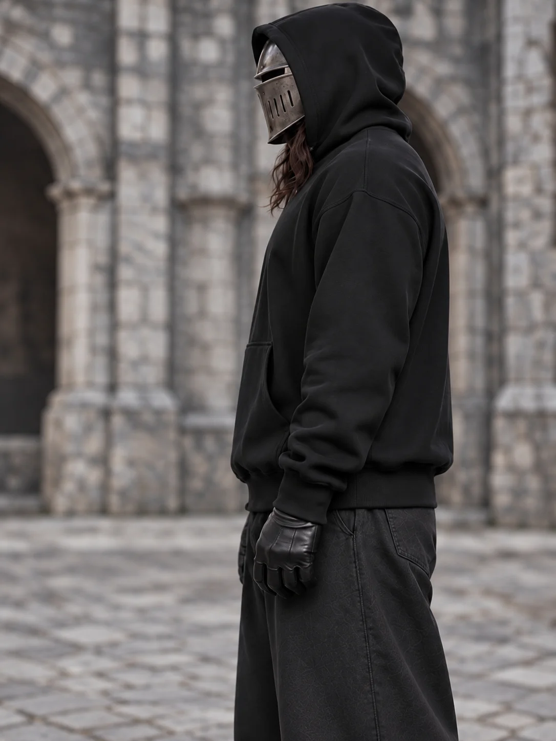The Exiled Knight Hoodie – Silver Helmet Dark Fantasy Design product image (4)