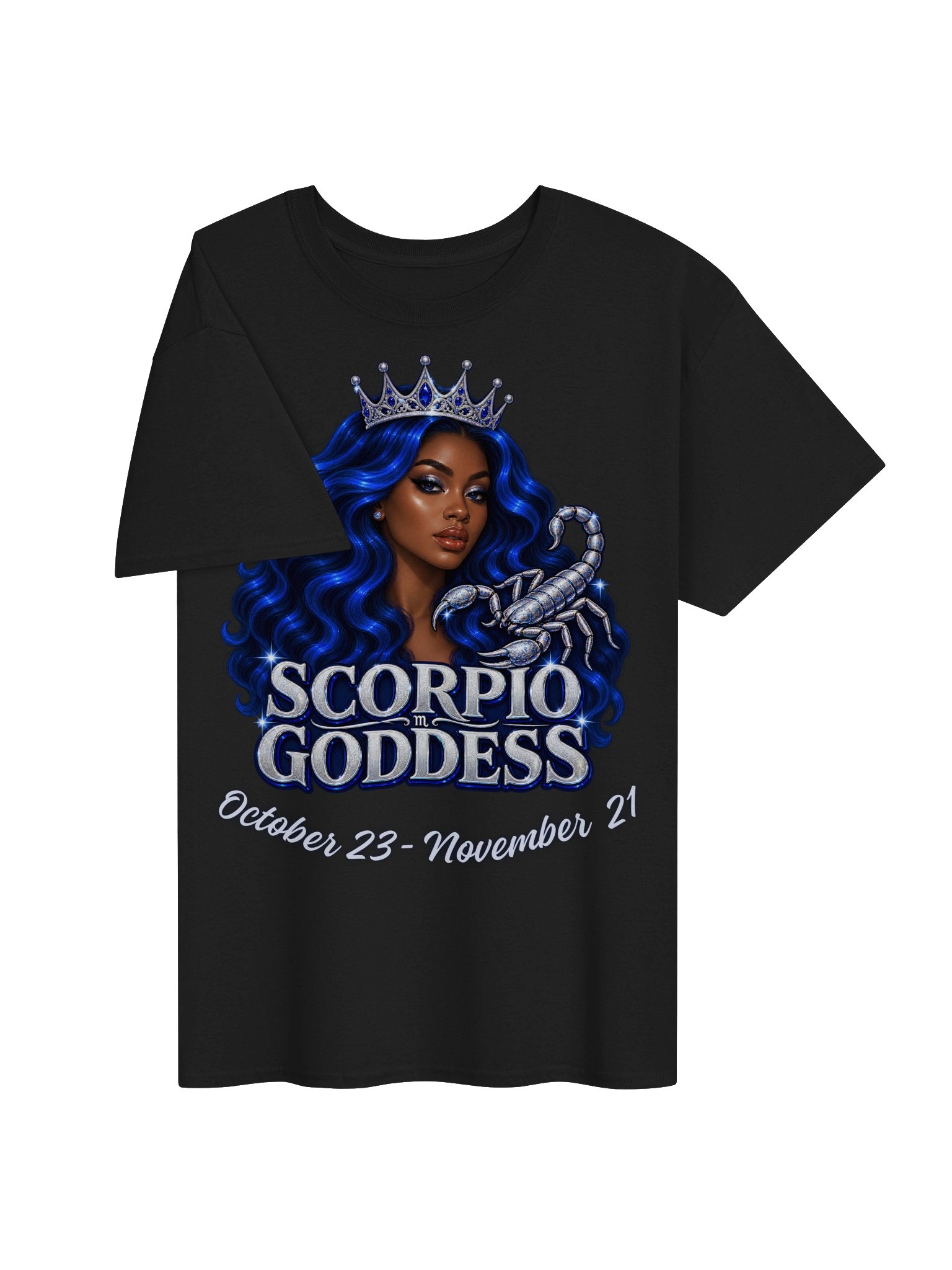 Scorpio Goddess Blue Hair Zodiac Tee product image (19)