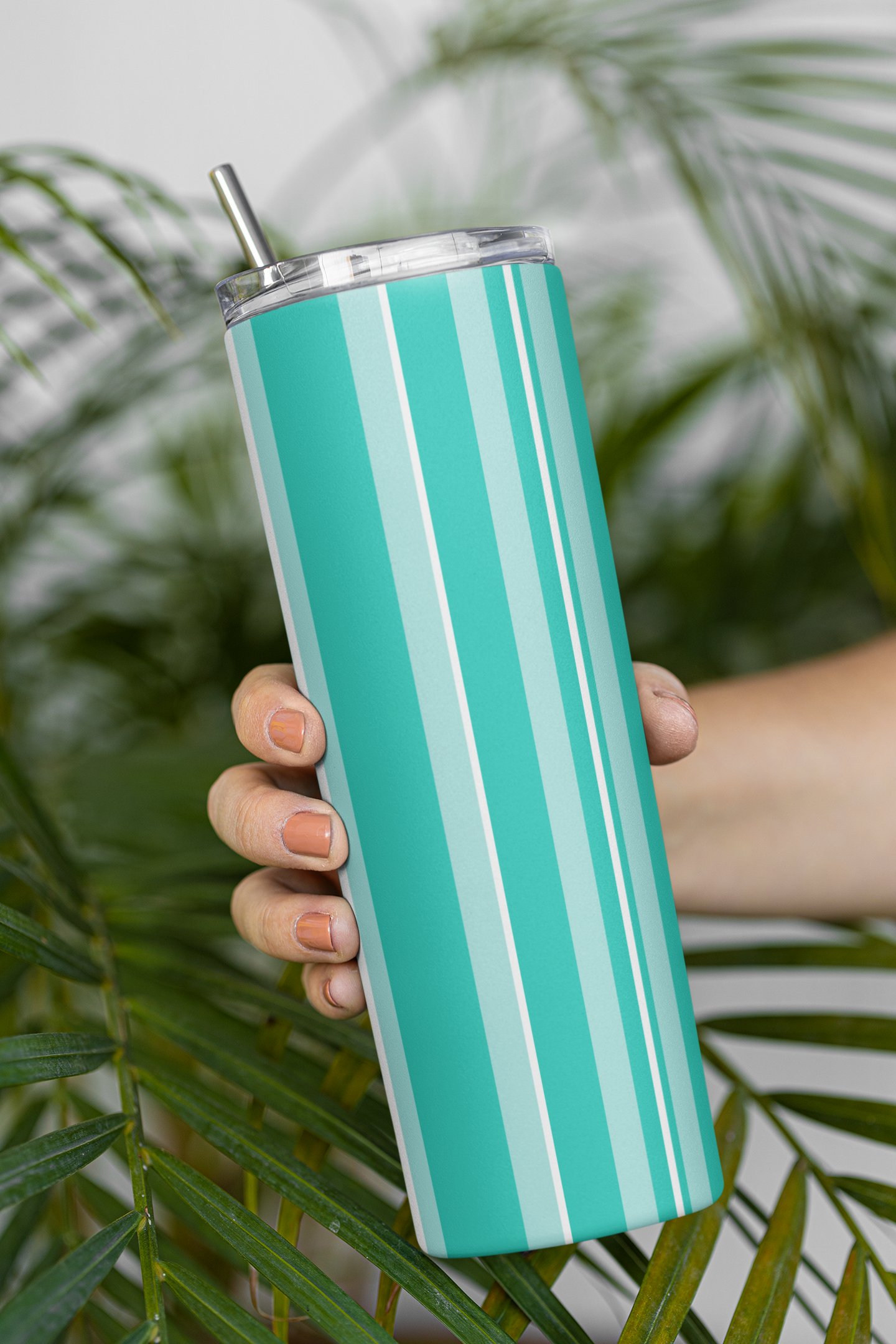 Party Time! Light Teal Stripes 20 oz Tumbler product image (1)