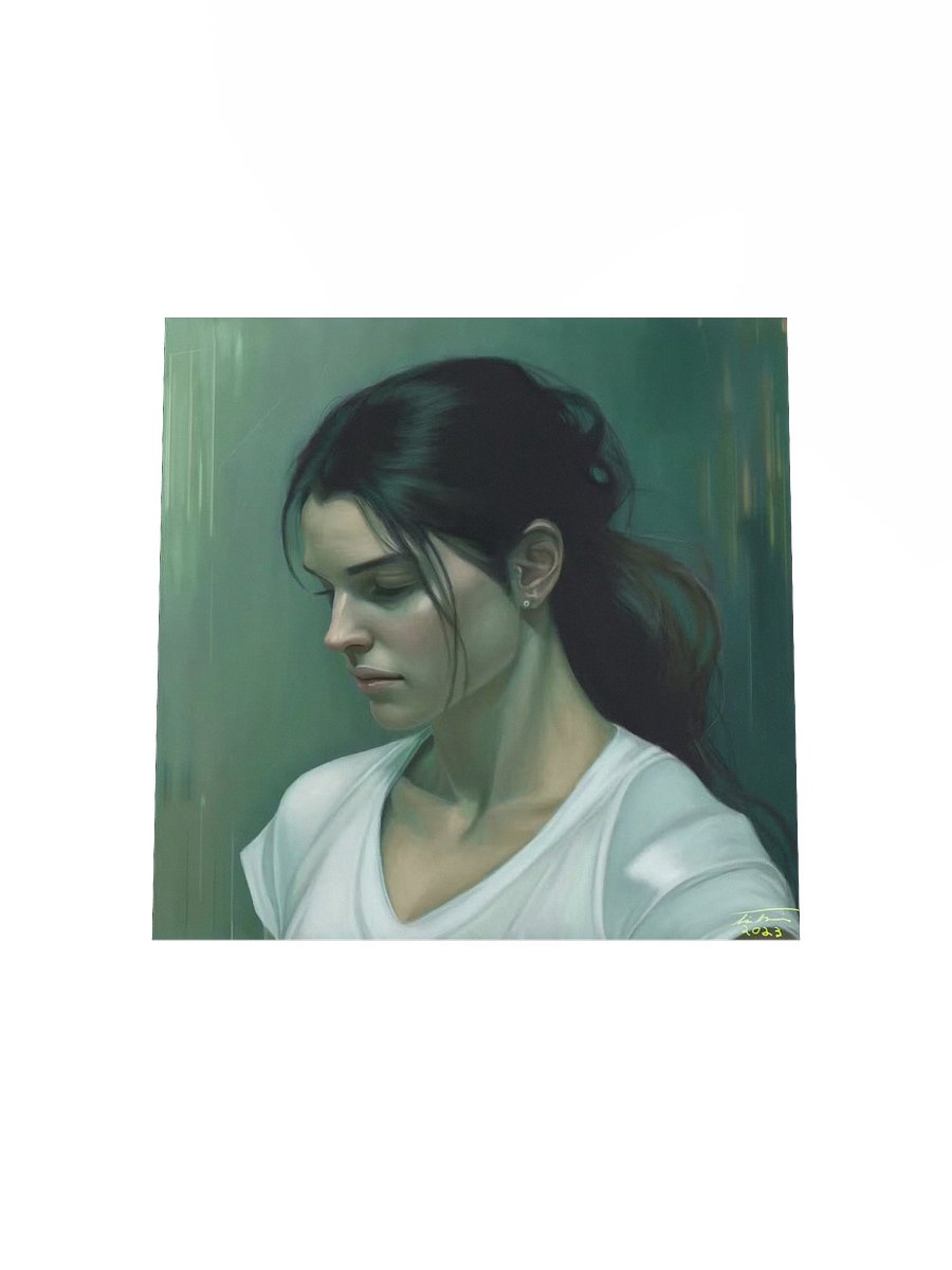 ABIGAIL: Melancholic Portrait Painting (10x10 Print) product image (4)