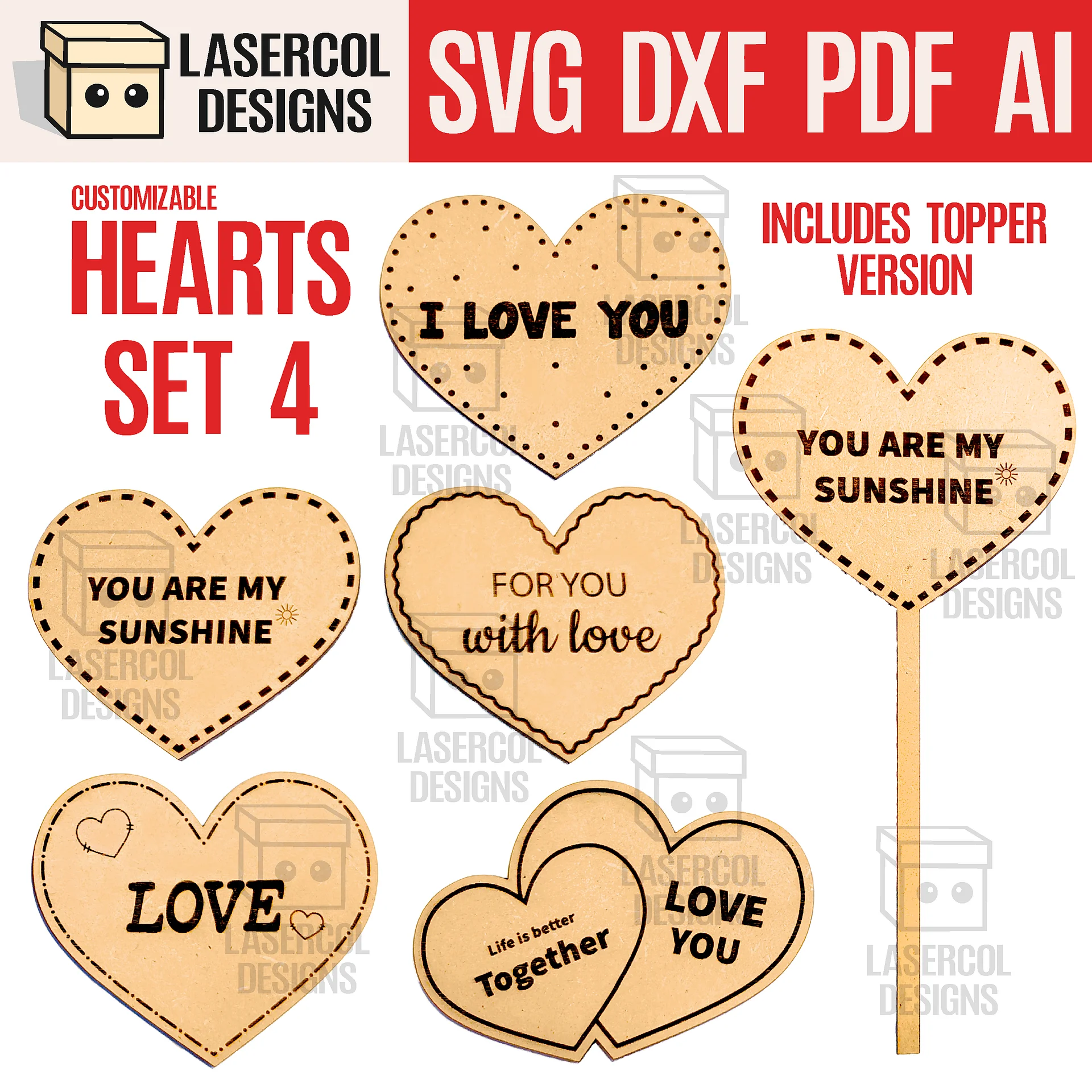 Hearts Bundle (Set 1-2-3-4) - Laser Cut Files product image (6)