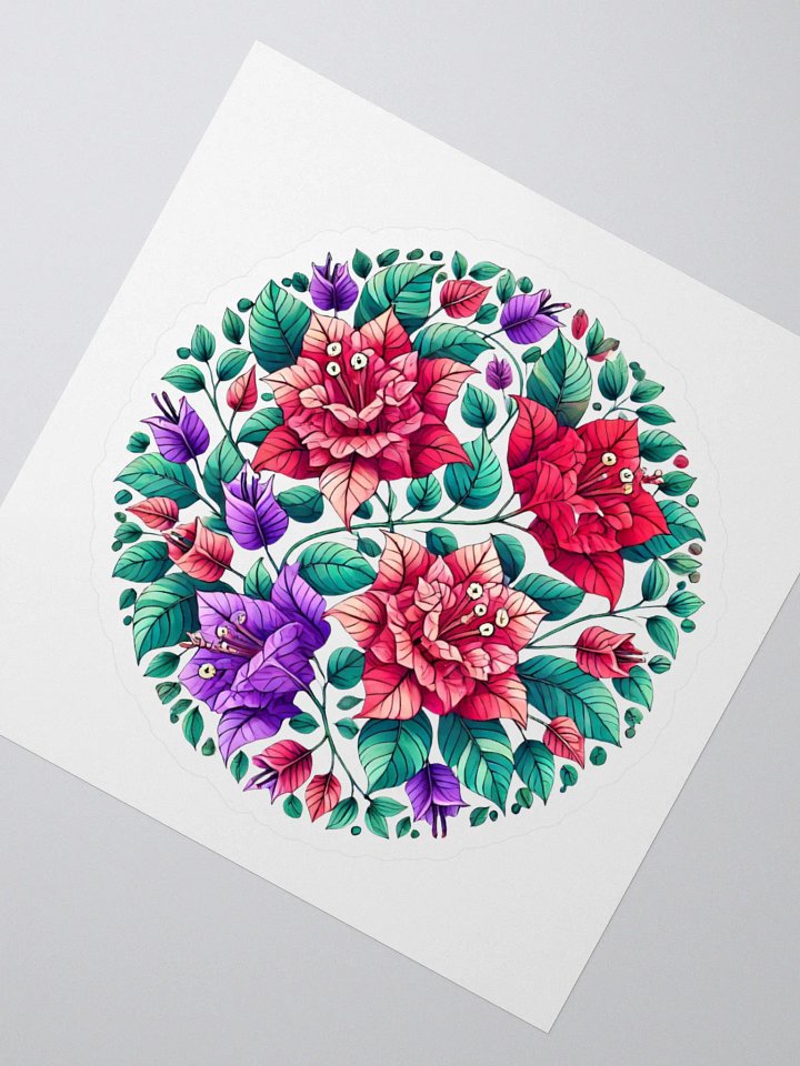 Tropical Vibes Kiss Cut Stickers | AI Design bougainvillea flower mandala motif product image (2)