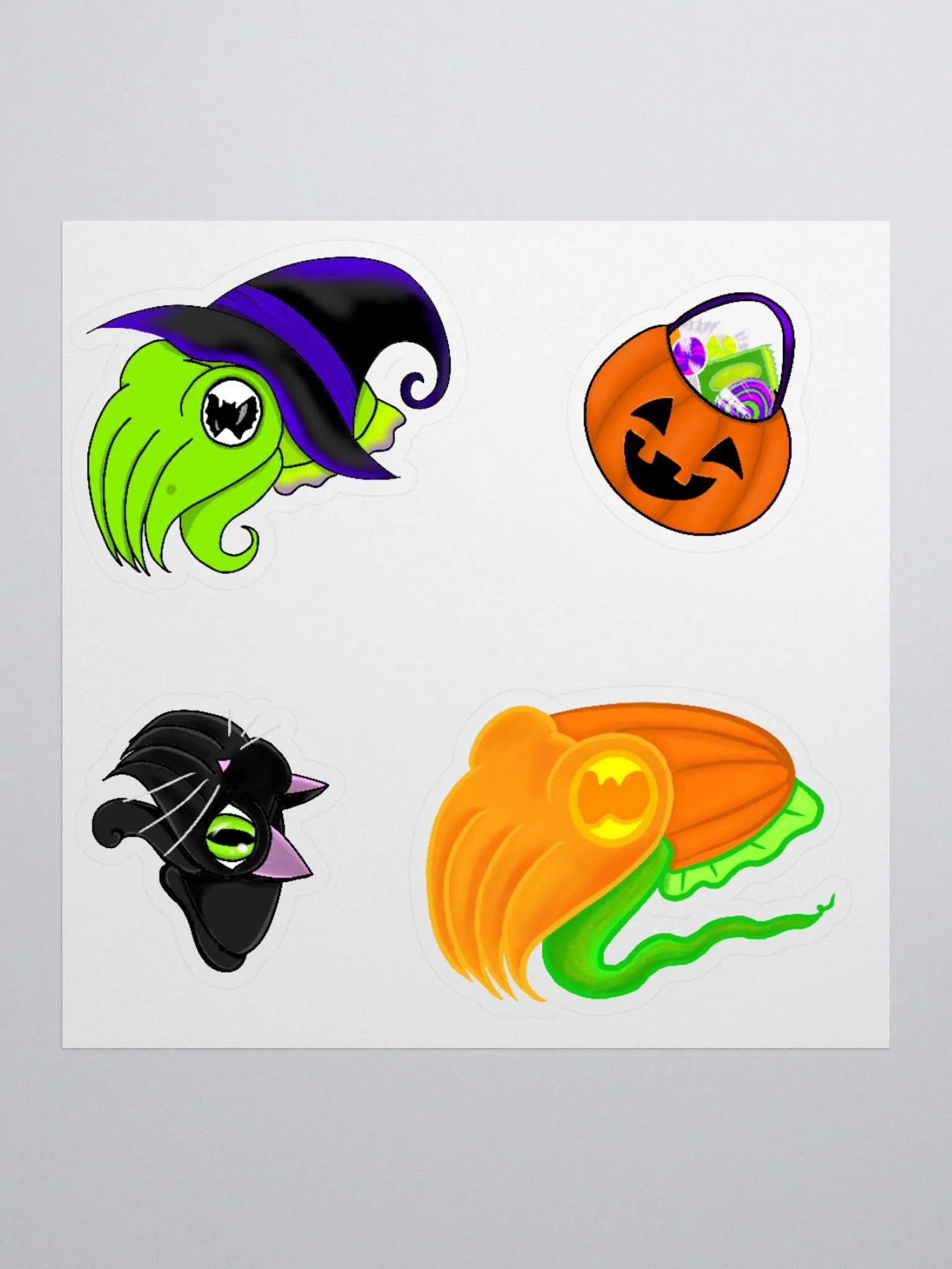 Halloween Sticker Sheet Mini - Witch & Pumpkins product image (1)