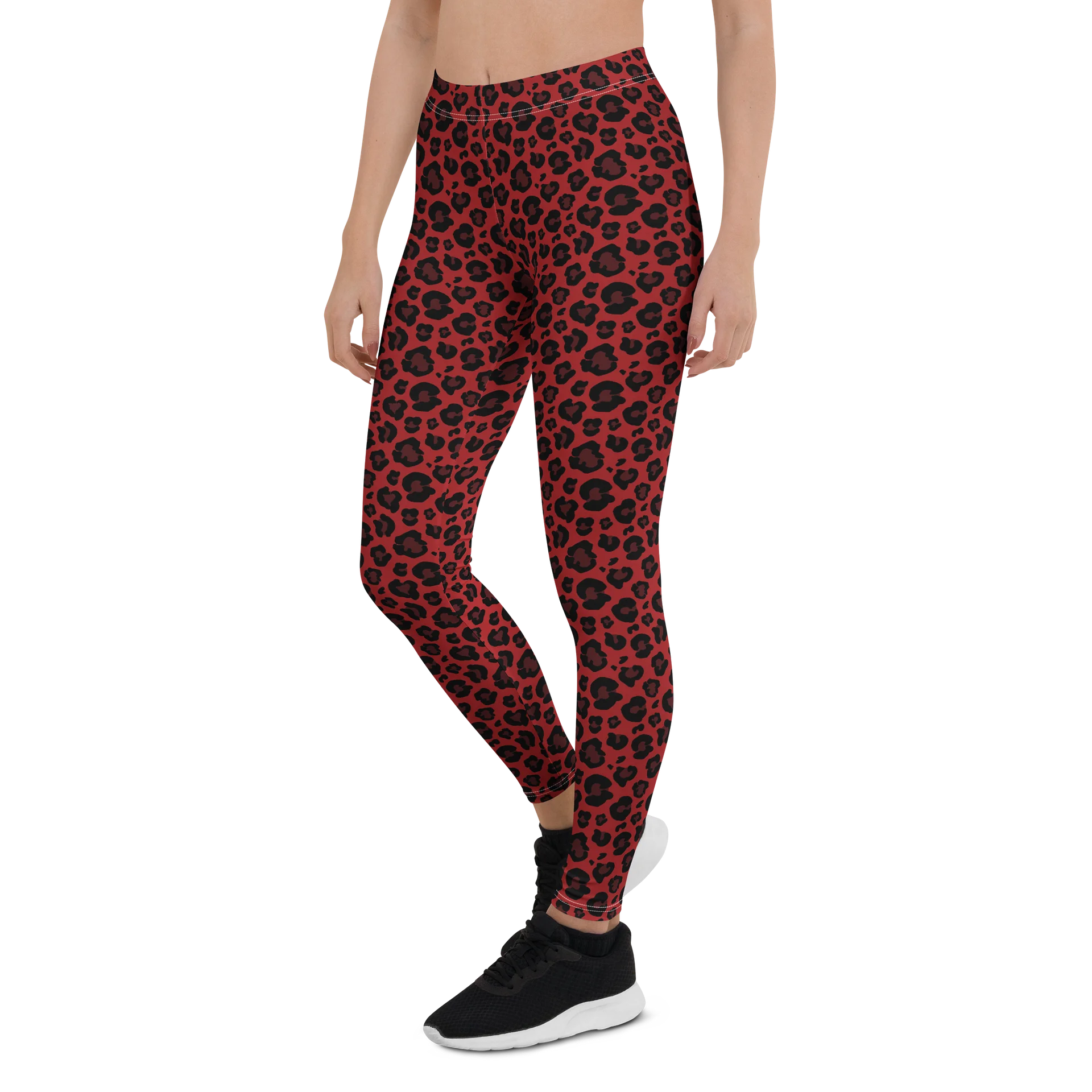 Bold Red Leopard Print Leggings for Active Wear product image (3)