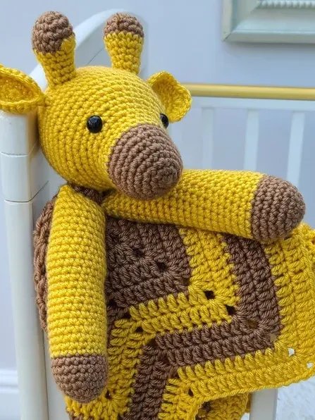 Crochet Giraffe Lovey Blanket Pattern, Safari Baby Comforter PDF Pattern - Crafting Happiness product image (3)