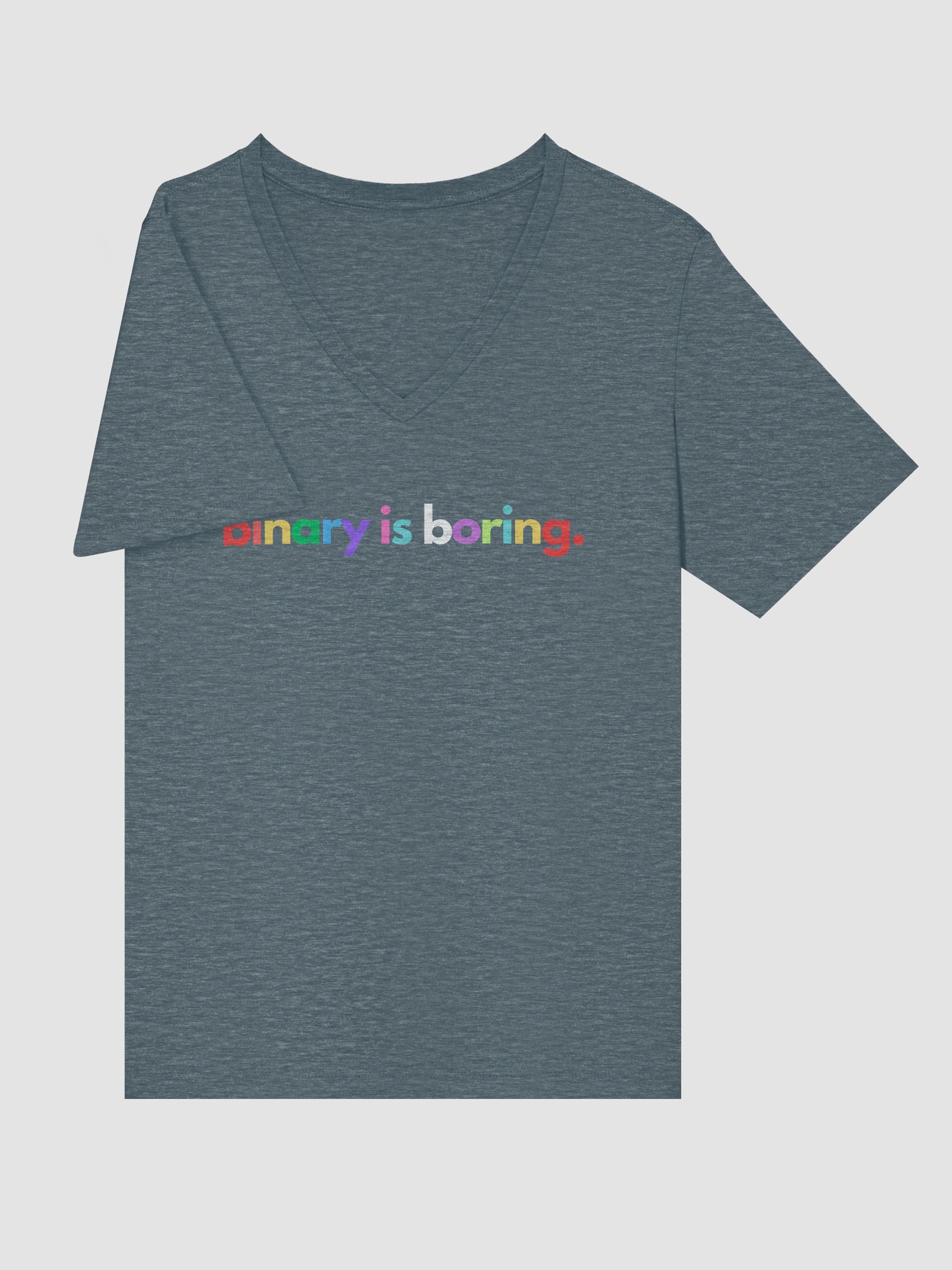Binary Is Boring (Rainbow) V-Neck tee product image (20)