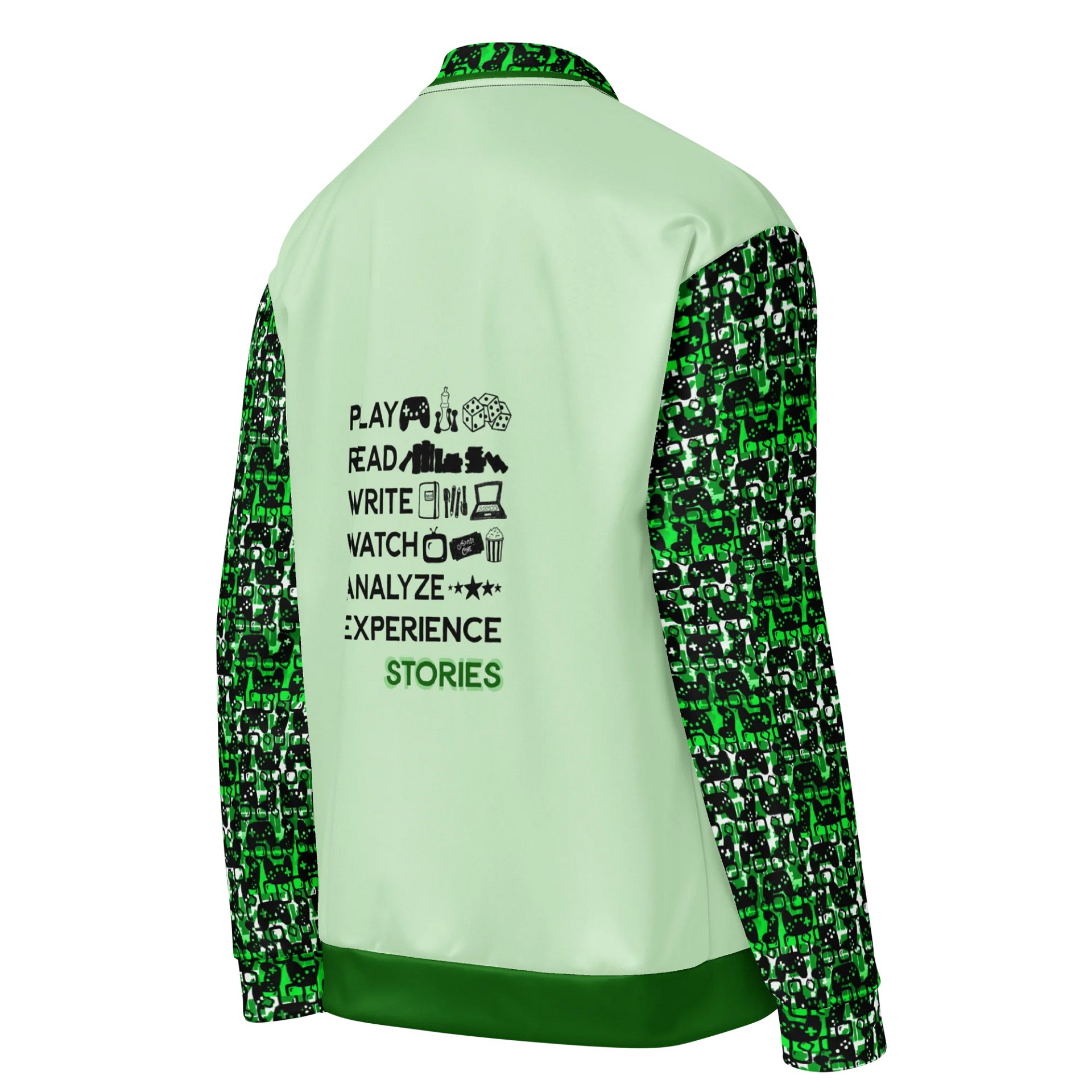Experience Stories Unisex Bomber Jacket (Green, Emerald Mint, and Black) product image (1)