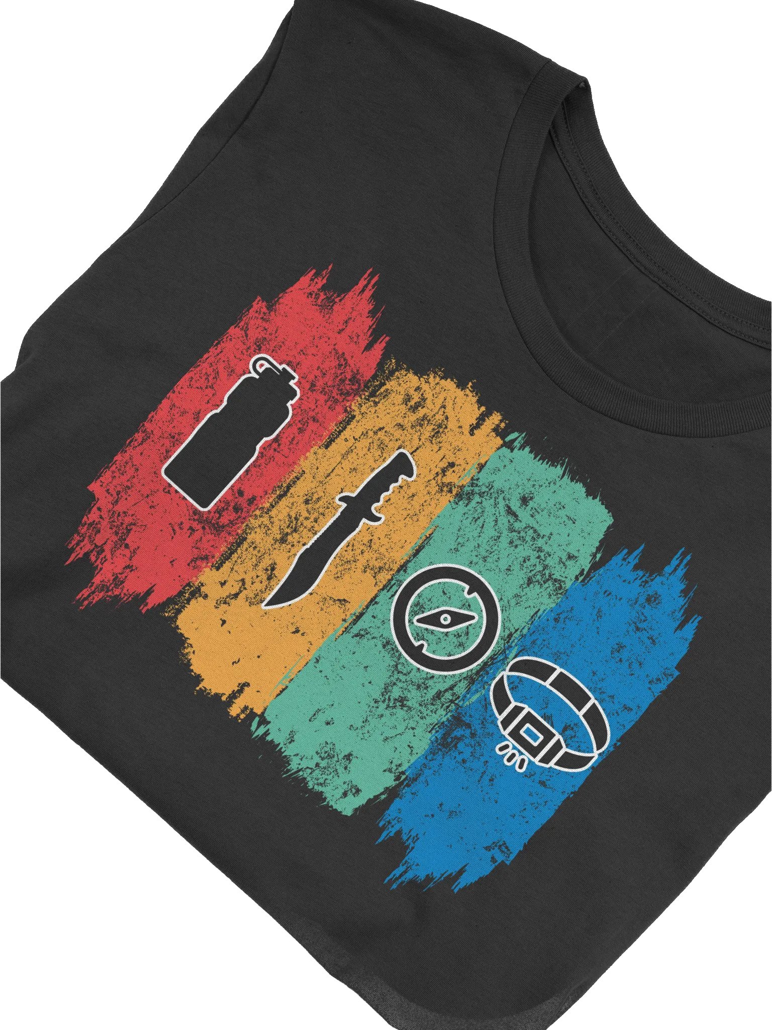 Outdoor Survival Icons T-Shirt - Water, Knife, Compass & Headlamp Essentials, Adventure Tee, Hiking Shirt, Camping Apparel, Nature Lover product image (5)