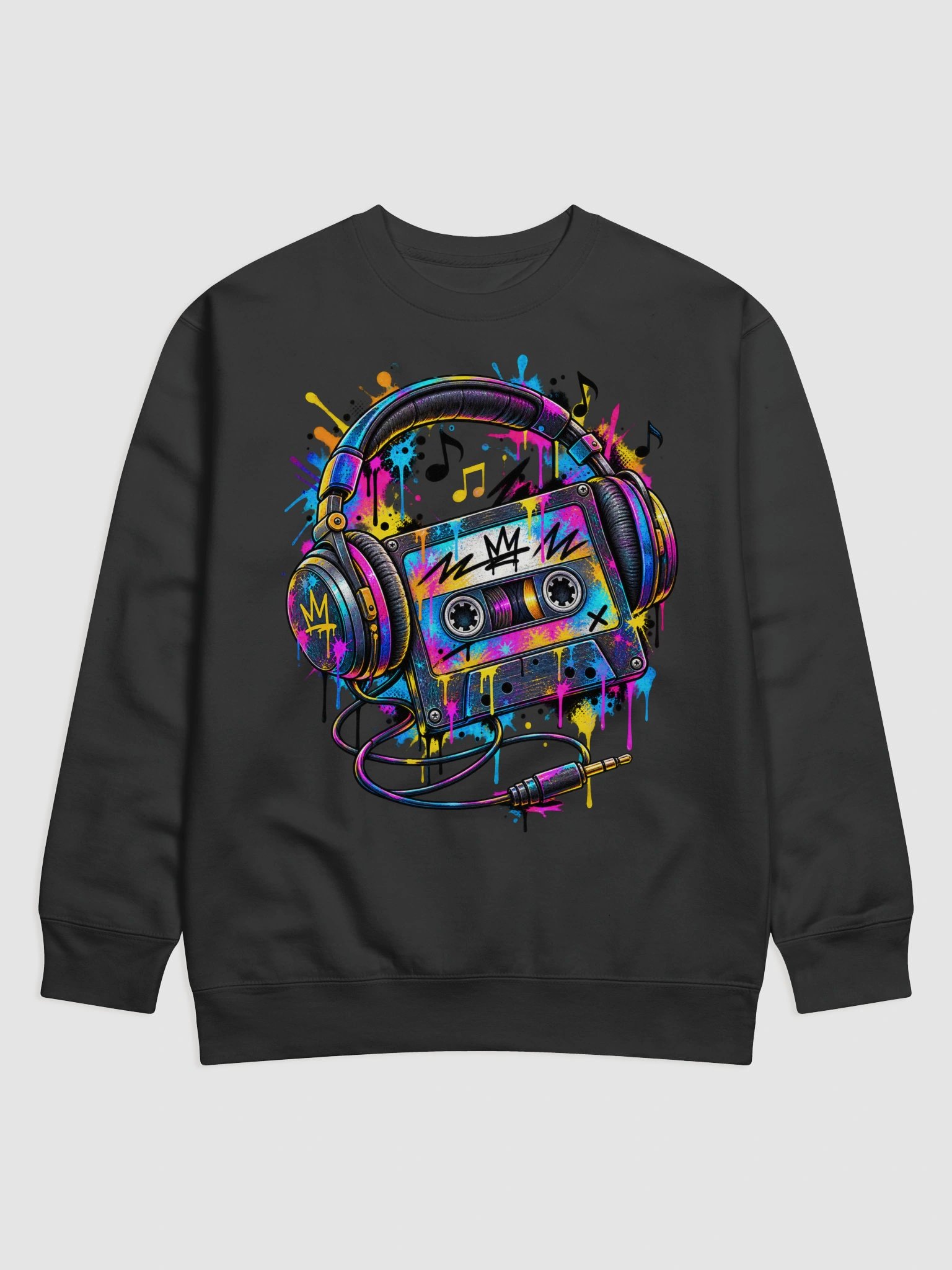 Retro 90s Cassette Tape Graphic Sweatshirt - Stylized Vintage Music Pullover product image (15)
