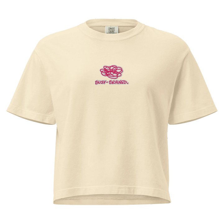 BUSY-BRAINED (lined pink) women's boxy tee product image (2)