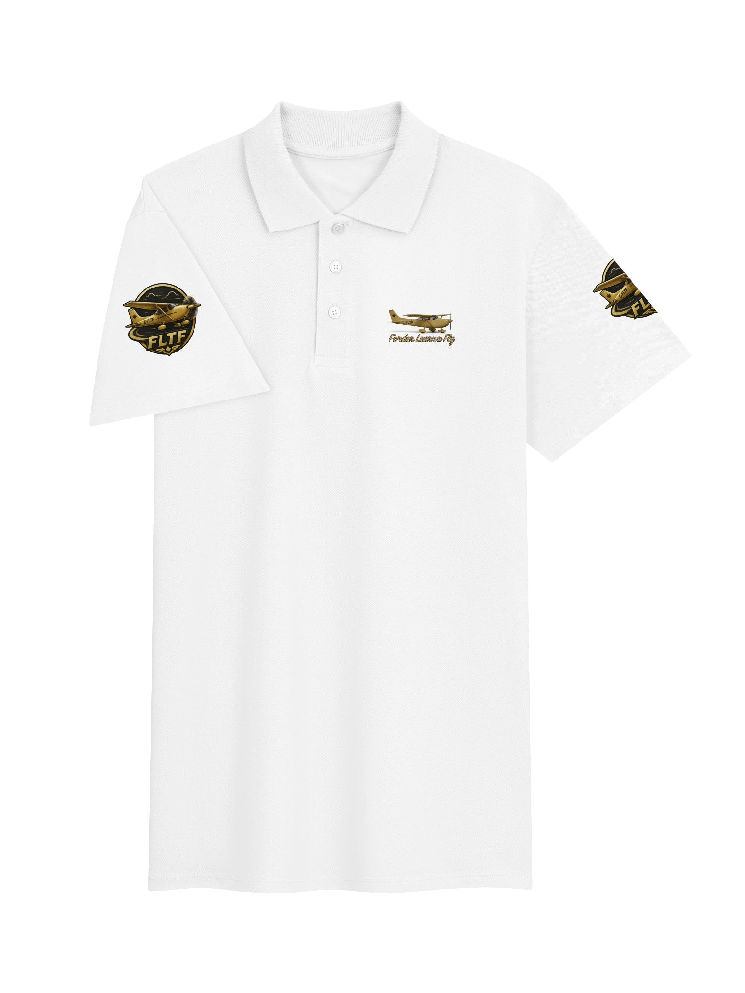 ForderLearnToFly - Goldlog - White Aviation Polo product image (3)