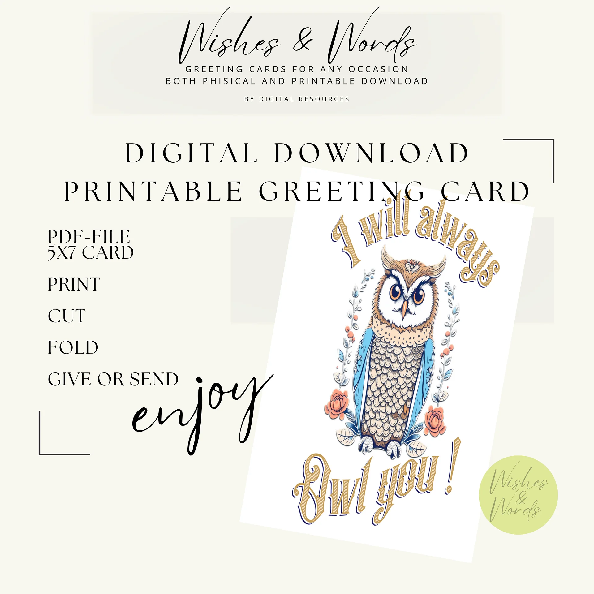 Printable Heartfelt Love Greeting Card - Digital Download product image (1)