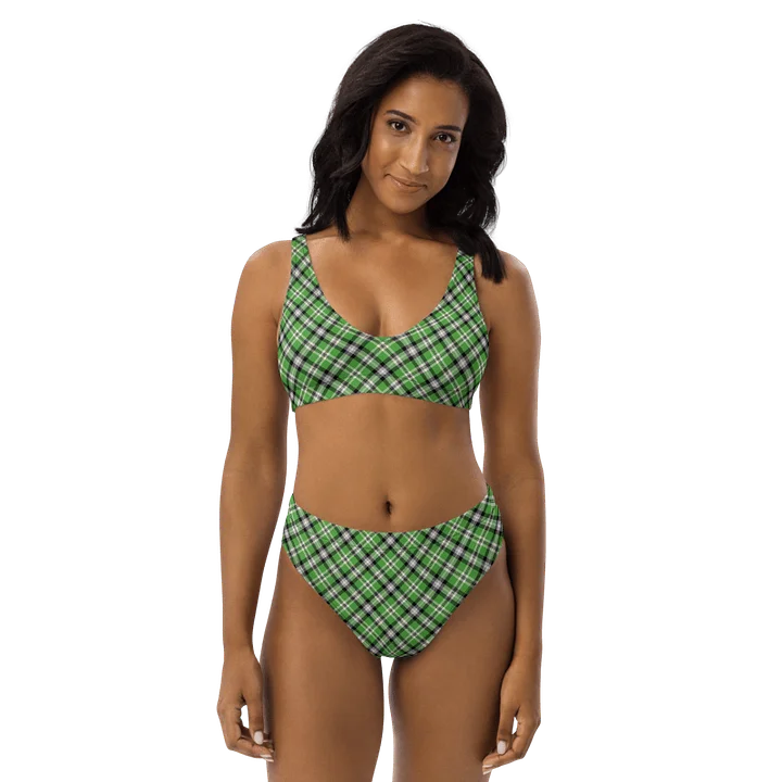 Bright Green, Black, and Gray Plaid Bikini product image (1)